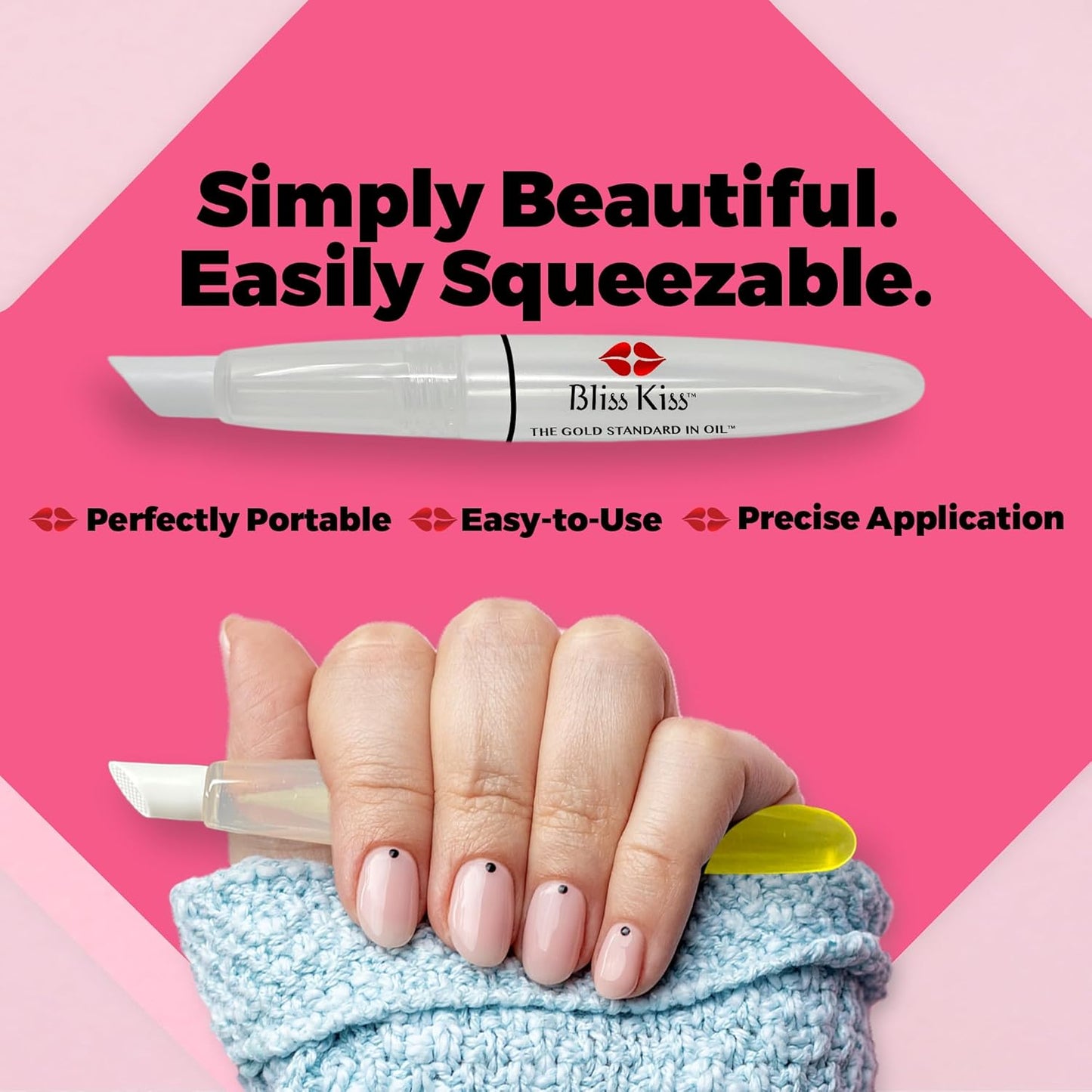 Bliss Kiss Refillable Cuticle Oil Pen for Nails - Empty 8 ml Squeeze Nail Oil Pen with brush applicator from 1-Pack