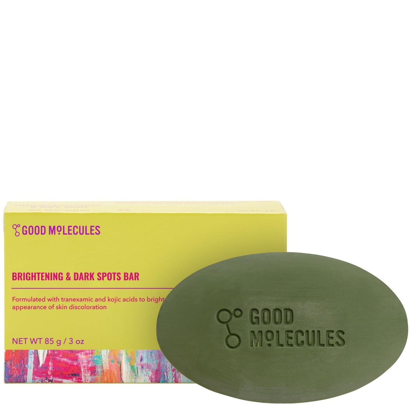 Good Molecules Brightening & Dark Spots Bar - Soap Free Face and Body Bar - Tranexamic, Kojic Acids and Niacinamide to Target Dark Spots - Skin Care