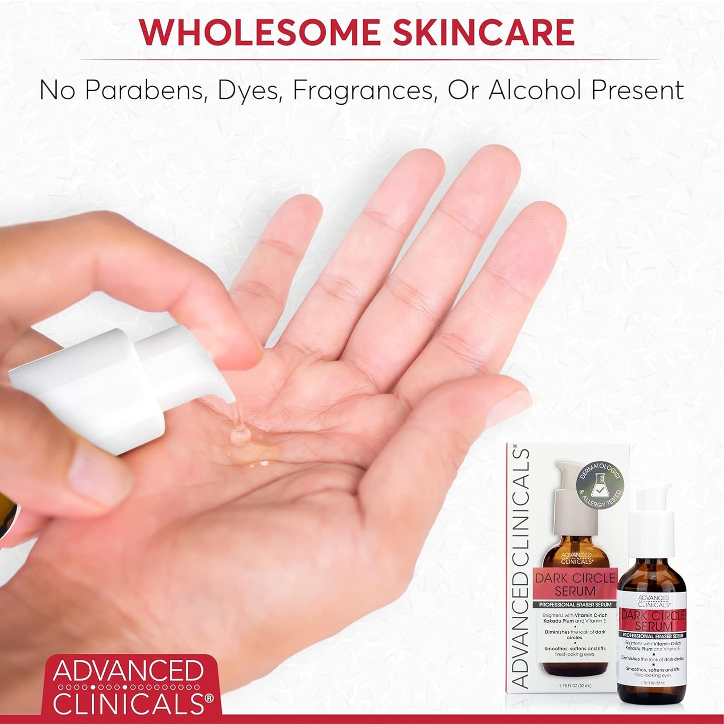 Advanced Clinicals Dark Circle Under Eye Serum Anti Aging Brightening Facial Treatment Targets Look Of Puffy Eyes, Crows Feet, & Sagging Skin W/Vitamin C, Hyaluronic Acid, & Ferulic Acid, 1.75 Fl Oz