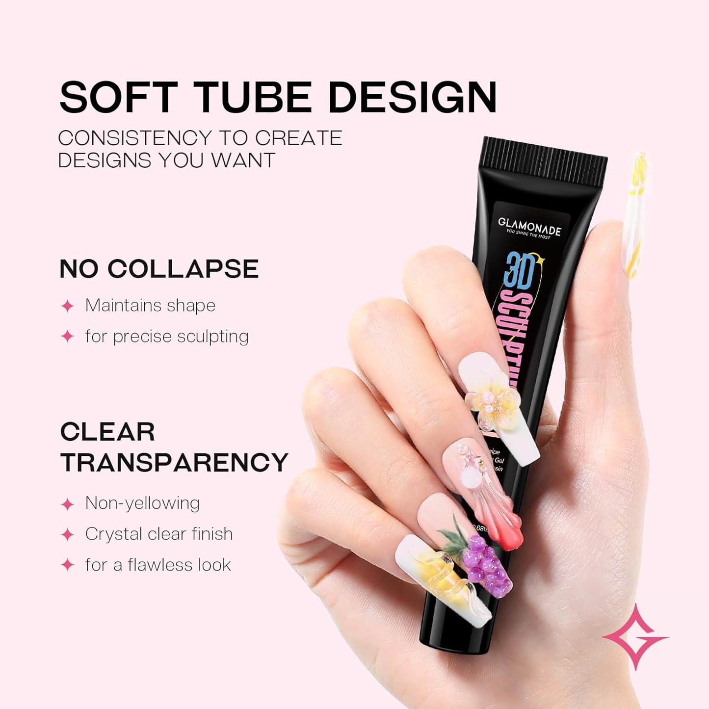 3D Sculpting Gel Nail Art: 15g Nail Sculpting Glue No Wipe Clear Gel Polish DIY Nail Art for Drawing Molding Nail Tech Must Haves Manicure Decoration Supplies