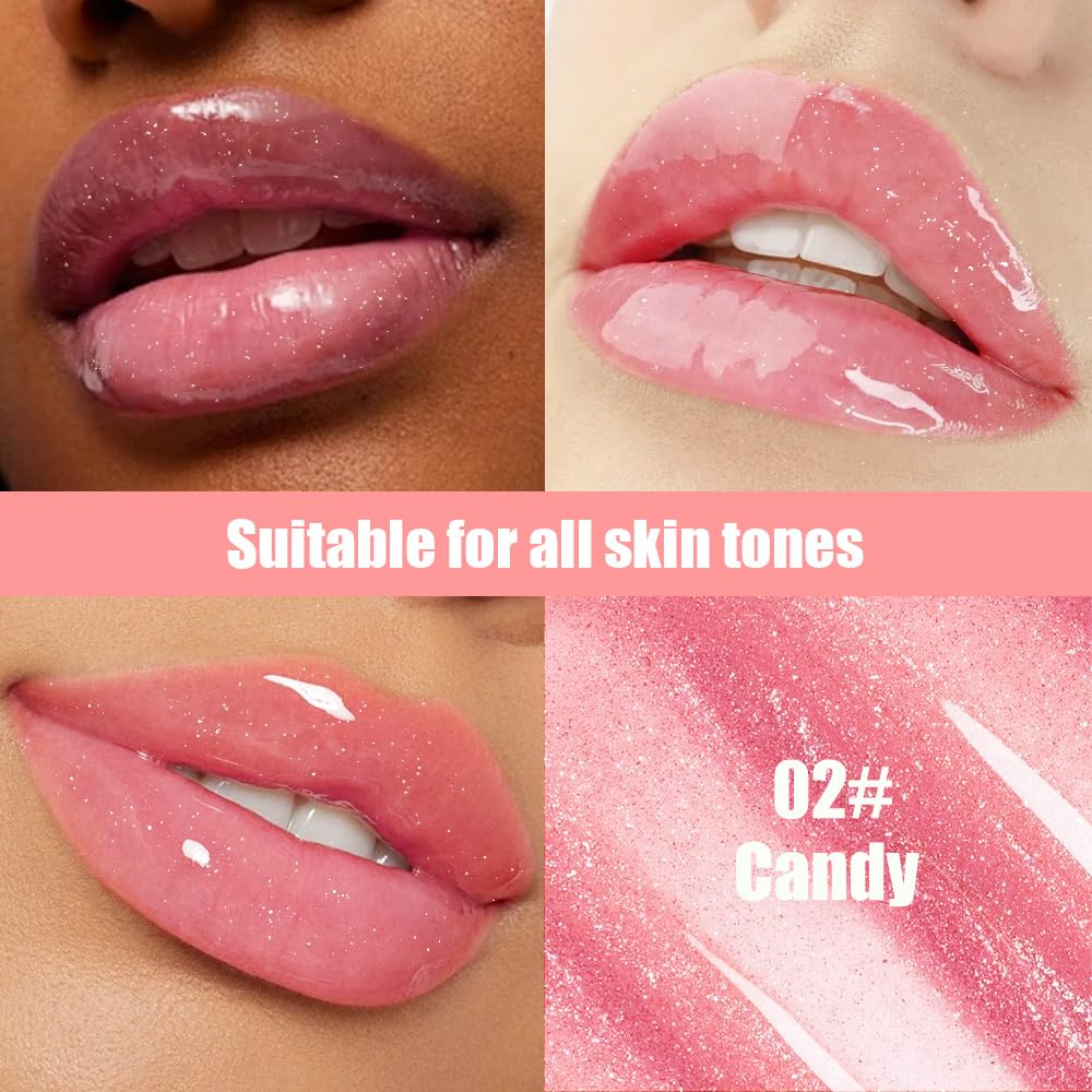 Summer Hydrating Lip Butter Balms Lip Gloss,Natural Vegan Lip Balm Tinted for Instant Moisture,Shine,Hydration Pink-Tinted,Soothes & Softens Dry Lips,Bálsamo labial hidratante 02#Candy (0.5 Fl Oz)