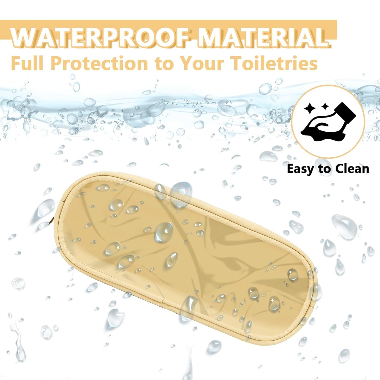 Clear Small Pencil Pouch Makeup Bag for Purse,Nylon&PVC Pencil Case Waterproof Makeup Brush Holder with Zipper,Preppy Transparent Pen Bag Travel Cosmetic Bag for Women Men Office(Slim-Beige)