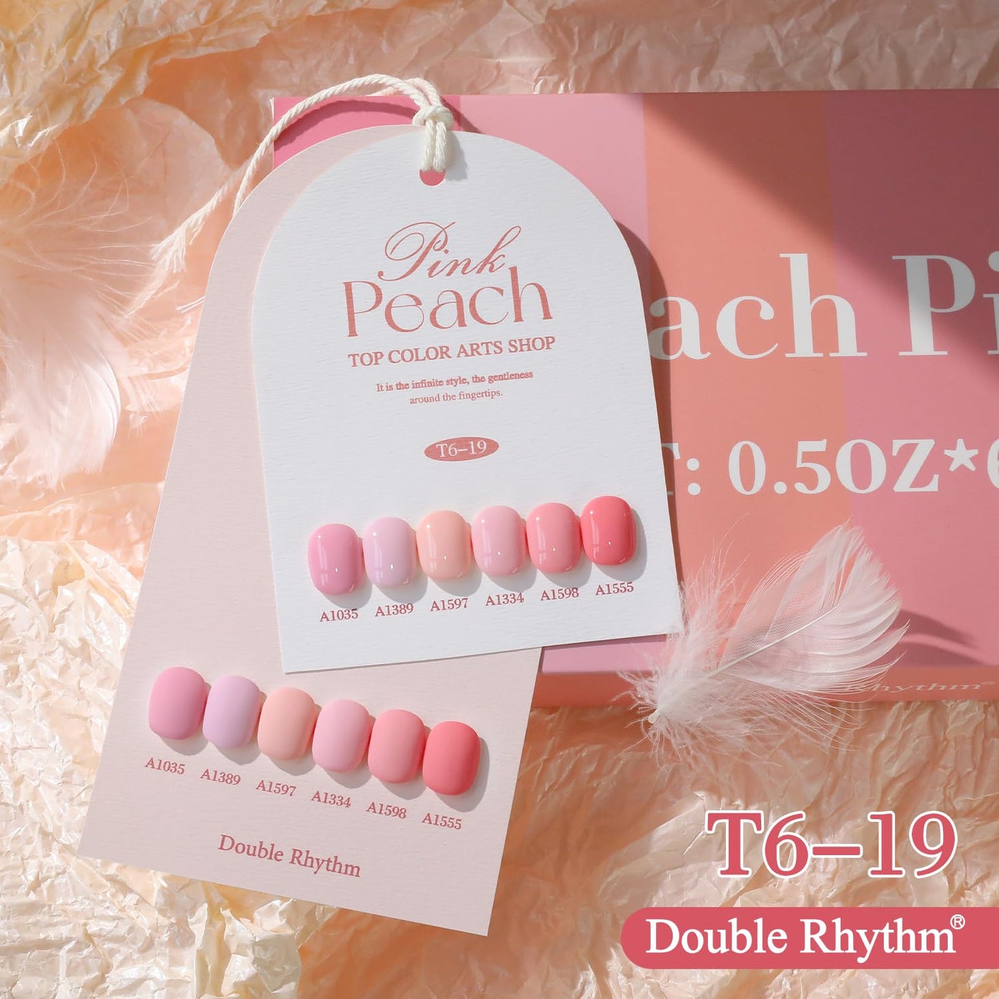 Double Rhythm 6 Pcs 15 ML Gel Polish Set Same Color Same Bottle Soak Off Gel Polish Kit Nail Art Manicure Salon DIY at Home for Women (Light Pale Peach Pink Orange Rose-T6-19)