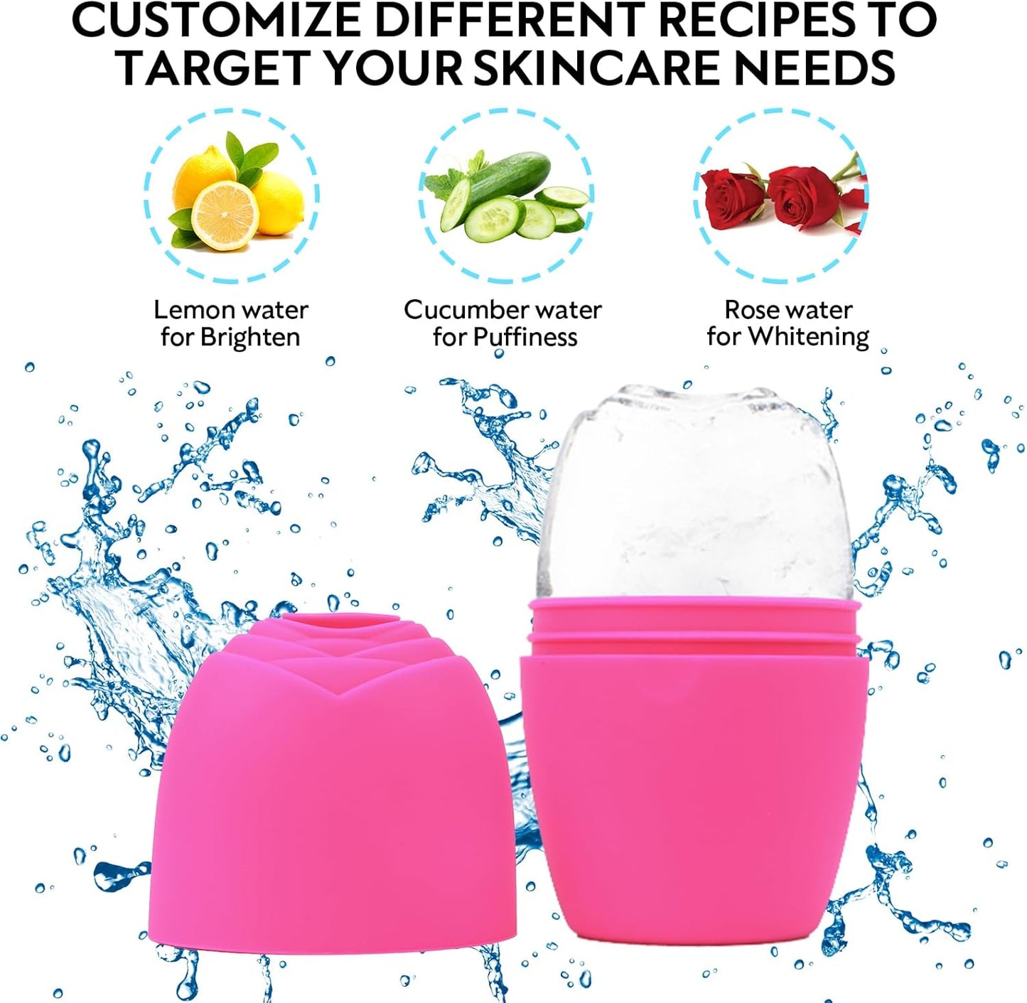 LATME Ice Cube Roller for Face Eyes,Reusable Silicone Ice Mold,Womens Gifts,Face Massager Roller Puffiness Migraine Pain Relief and Minor Injury