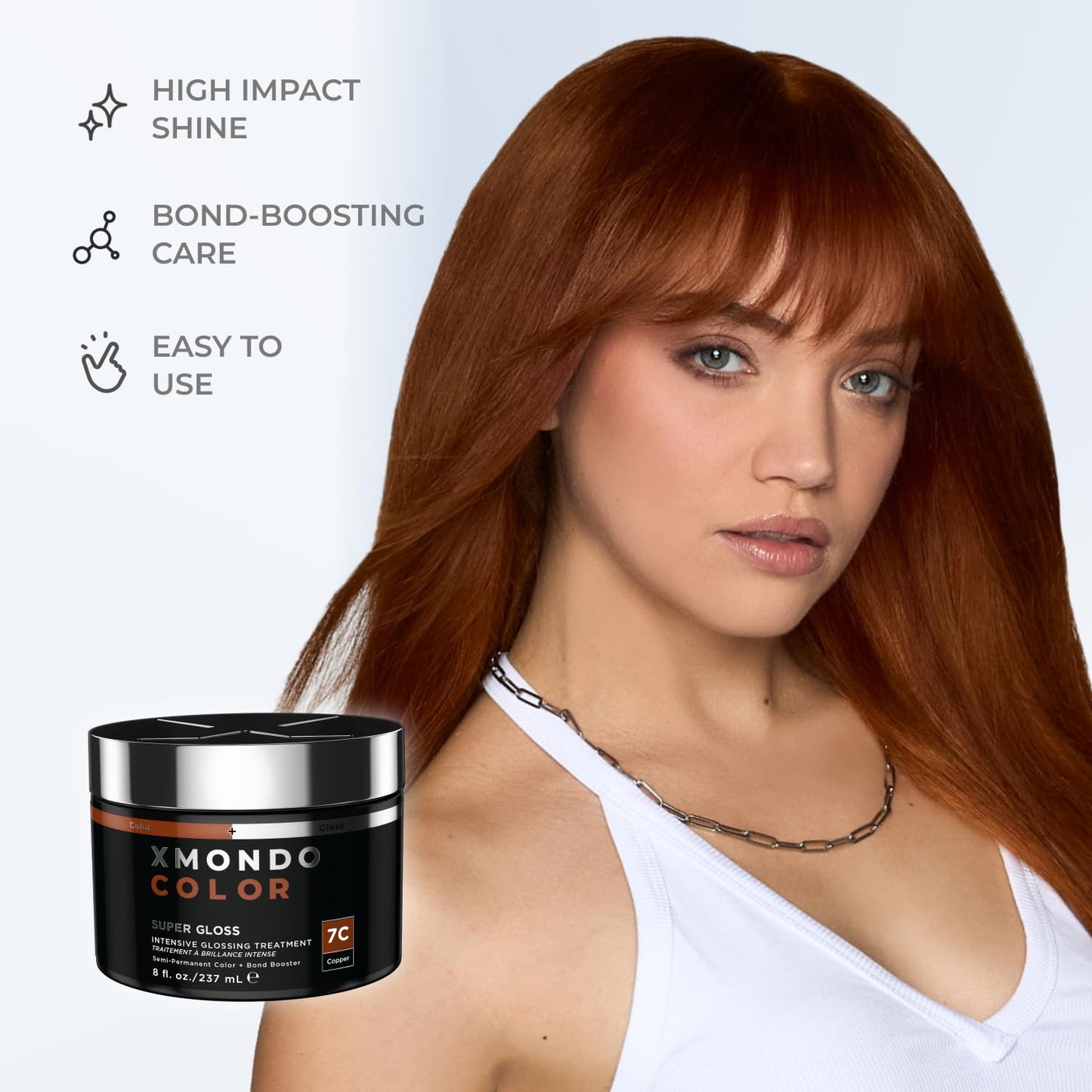 XMONDO Color Copper Color Depositing Mask & Semi-Permanent Hair Dye Super Gloss Infused with Bond Boosters for Nourishment, Revitalize & Repair, Vegan Formula, 8 Fl Oz