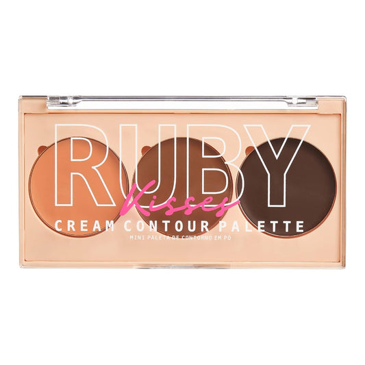 Ruby Kisses Contour Palette 3-in-1 Contour, Conceal, Highlight All-In-One Mini Palette, Long-Lasting, Easy to Blend Cream Contour Palette for Oily and Dry Skin (Tan To Dark)
