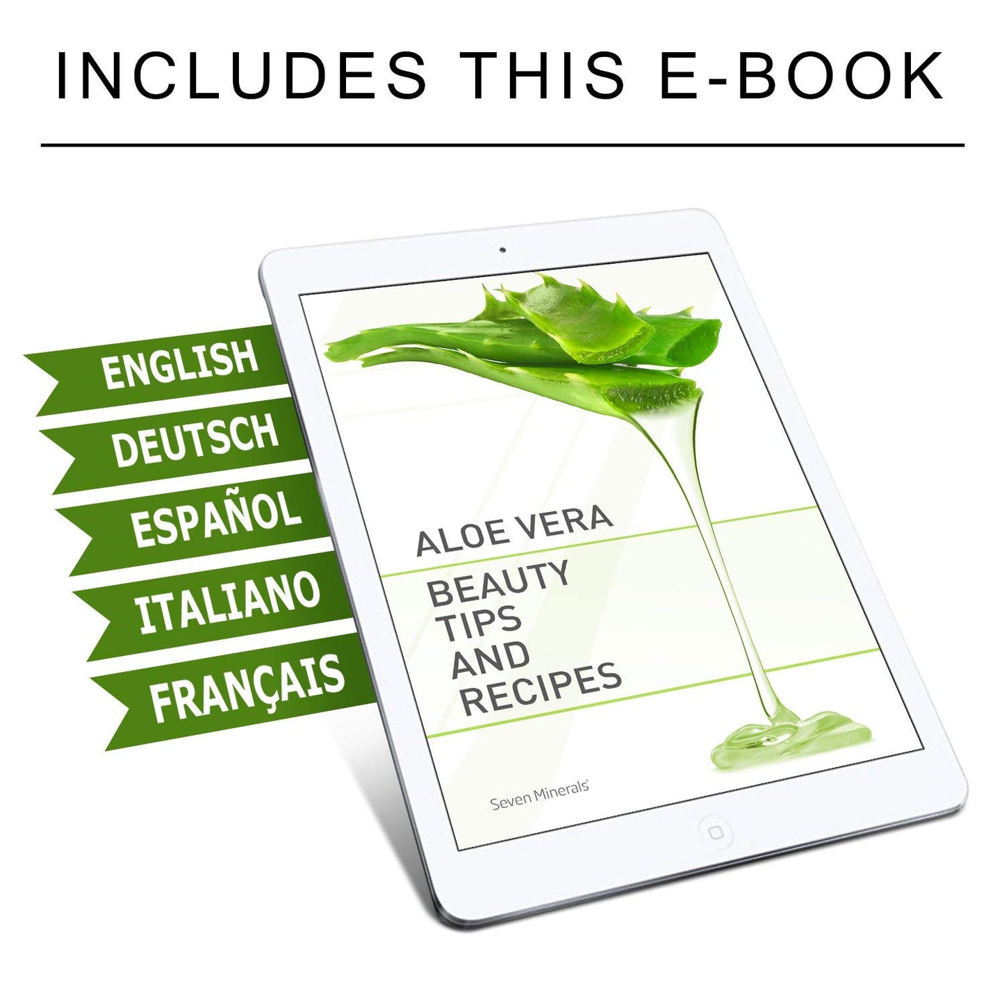 Seven Minerals Organic Aloe Vera Gel from freshly cut 100% Pure Aloe - 1 Gallon - HighestQuality, Texas grown, Vegan, Unscented - For Face, Skin, Hair, Sunburn Relief - Bulk DIY (128 Fl Oz)