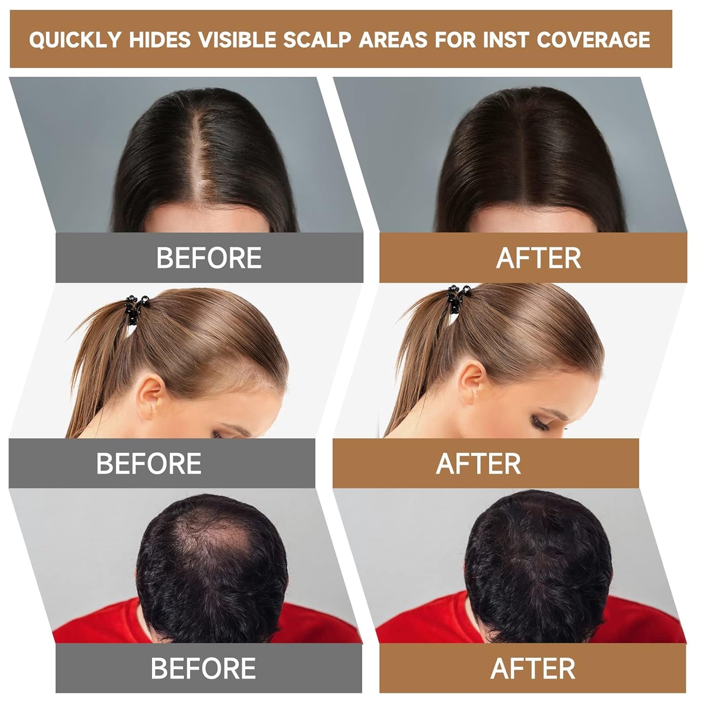 Root Touch Up Powder, Instantly Gray Hair Cover Up, Women Color Root Coverage Shadow Powder for Thinning Grey Hairline, Men Roots Concealer for Hair Loss Beard Line Eyebrow, Light Brown