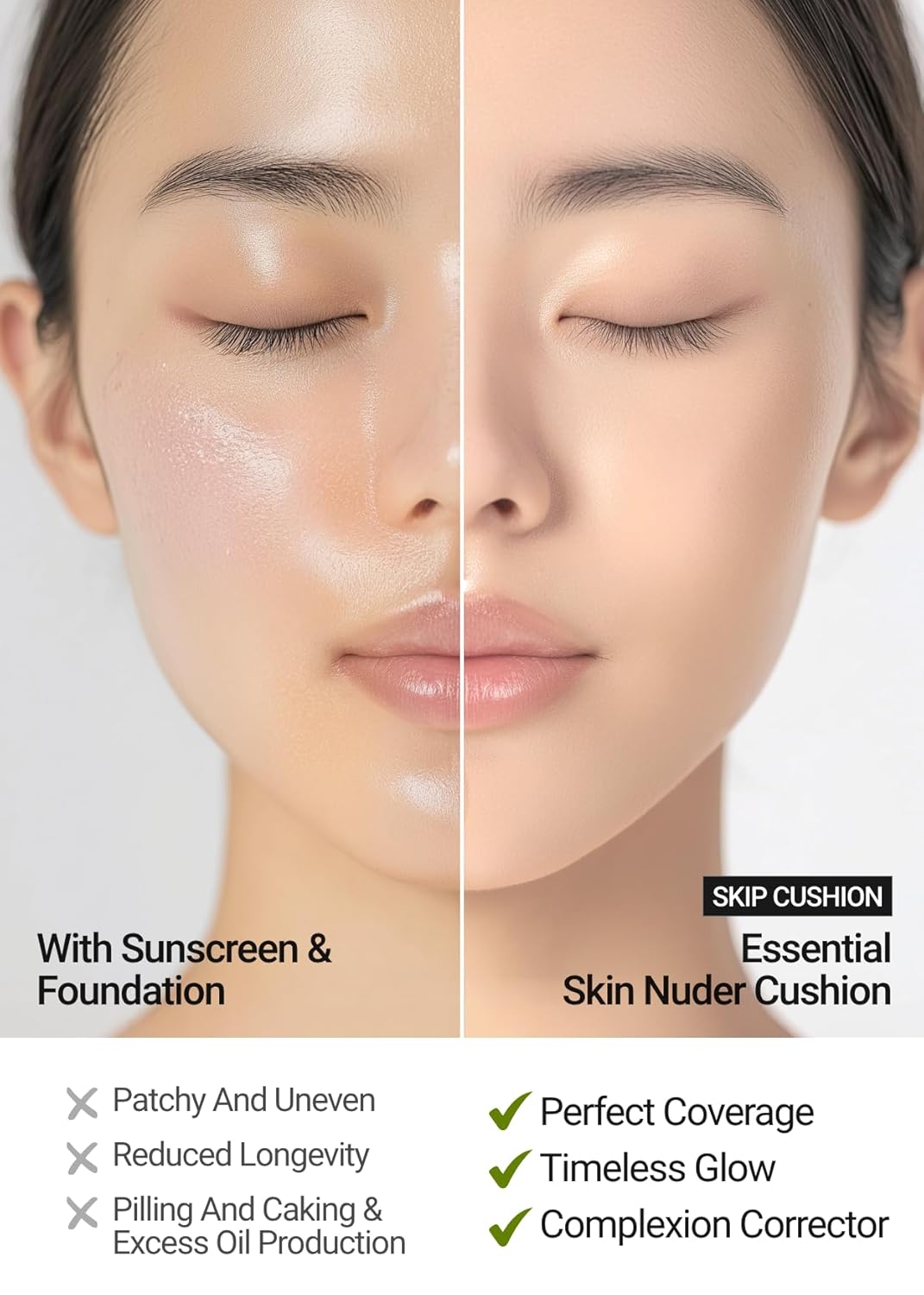 [JUNGSAEMMOOL OFFICIAL] Essential Skin Nuder Cushion (06 Pink Light) | Refill Included | Natural Finish | SPF50 Broad Spectrum | Makeup Artist Brand