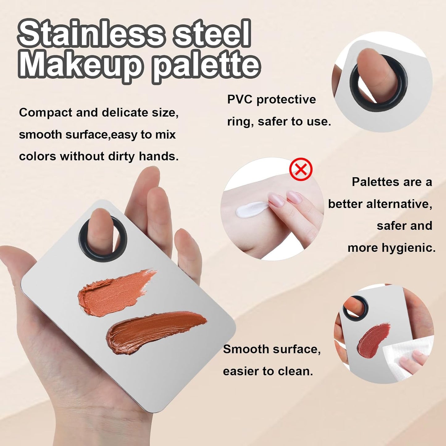 5pcs Makeup Spatula Korean Set,Including Foundation Spatula Makeup Korean Stainless Steel Makeup Palette Acrylic Cosmetic Palette,Makeup Mixing Palettes Cosmetic Spatula Tool (Transparent+metal)