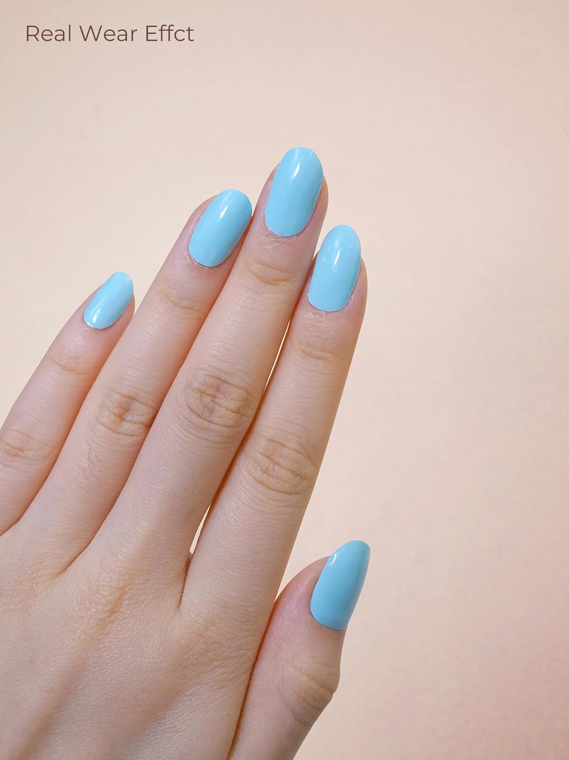 Pre Cured Gel Nail Strips - 44PCS Salon Quality Gel Nail Stickers - Long Lasting Polish Wraps for Women no UV Light Needed Easy Apply& Remove (Icy Blue)