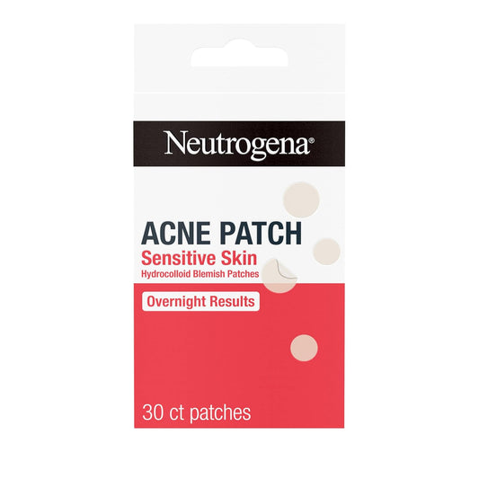 Neutrogena Sensitive Skin Blemish Patches, Acne Patches for Sensitive Skin, Hydrocolloid Treatment Visibly Shrinks Pimples Overnight, 2 Sizes, 30 Count