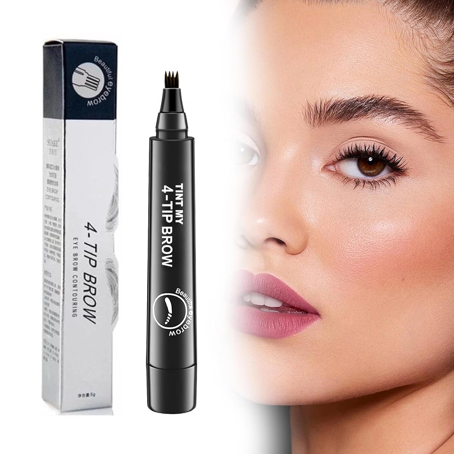 2025 Upgraded Magic Eyebrow Pencil for Women, Long-Lasting Ultra-Fine Tip Waterproof Eye Brow Pencils with 4 Fork, Smudge-Proof Natural Brow Makeup for Women - Black