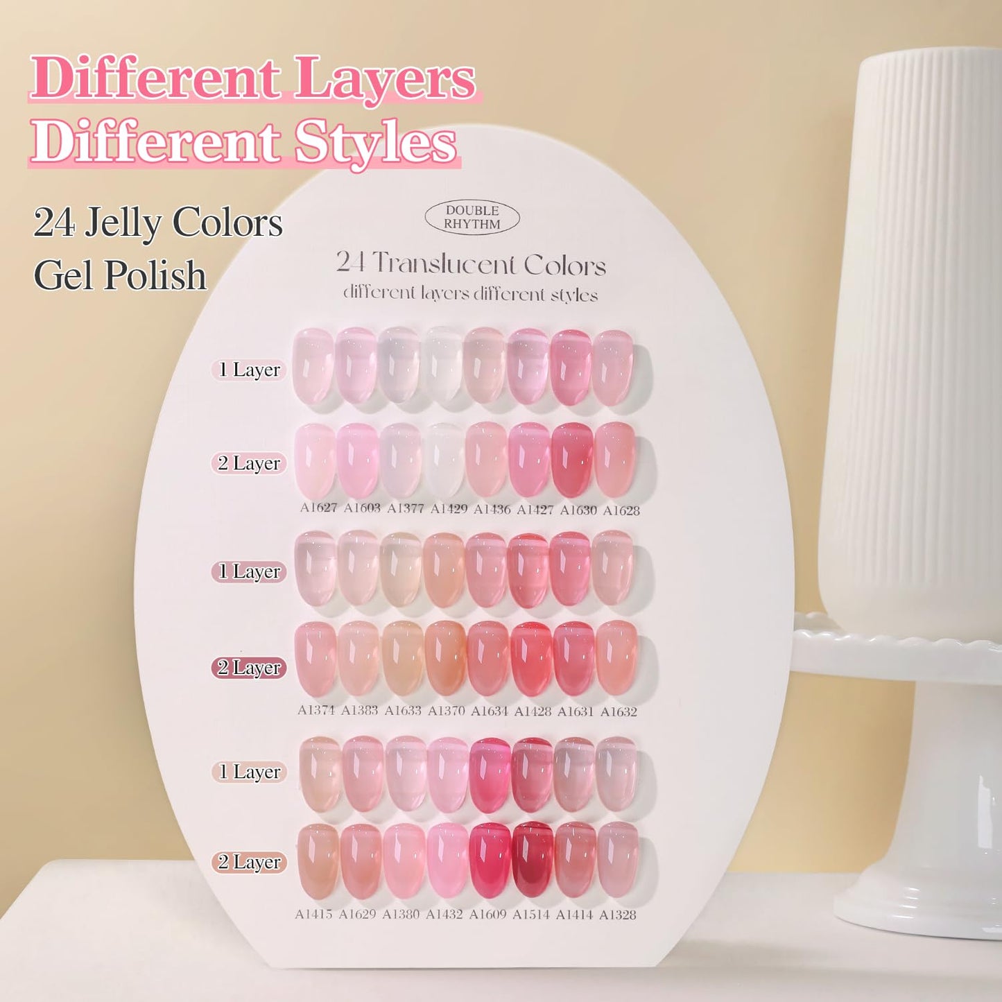 Double Rhythm 28Pcs 0.5Oz Gel Nail Polish Set Same Color Same Bottle Soak Off Gel Polish Kit Nail Art Manicure Salon DIY at Home for Women (Jelly Sheer Clear Collection-T24-8)