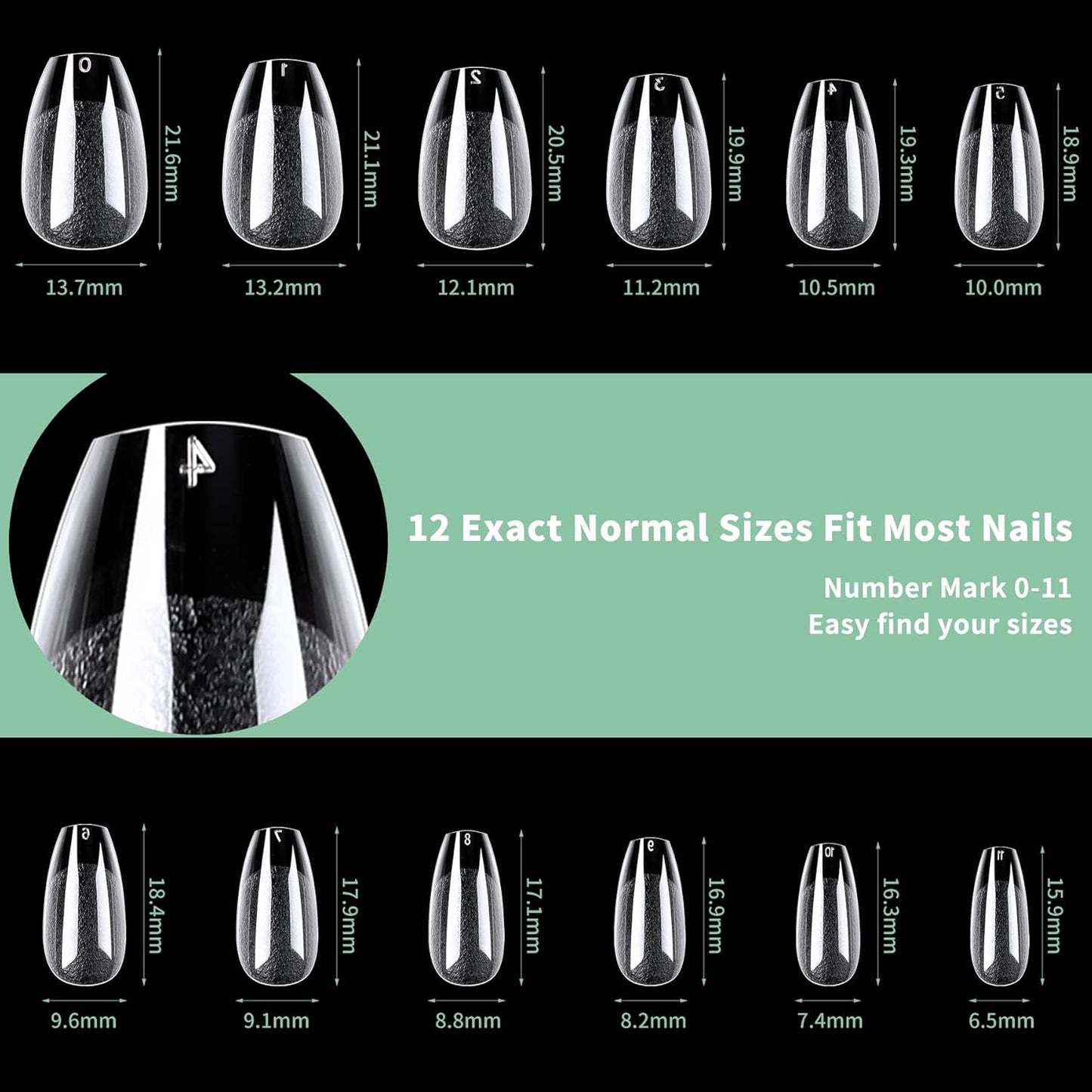Short Coffin Nail Tips, 216pcs Acrylic Ballerina Soft Fake Nails Gel Nail Tips, Full Cover Pre-Shaped Matte Clear Press on Nails for Extension, Diy at Home Manicure 12 Sizes