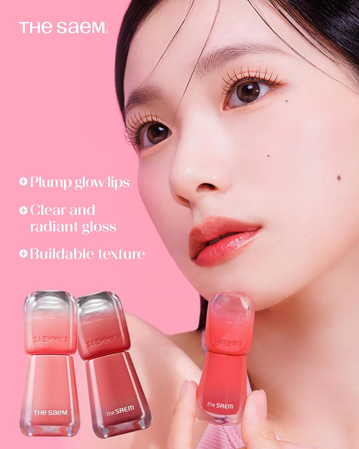 THESAEM Saemmy's Ade Shot Tint - Korean Lip Titnt, Water Gel Lip Stain with Plump Glowy Moisturizing Finish, Buildable Radiant Gloss, Long-Lasting Comfort, 0.1 fl.oz. (06 Apple Cinnamon)
