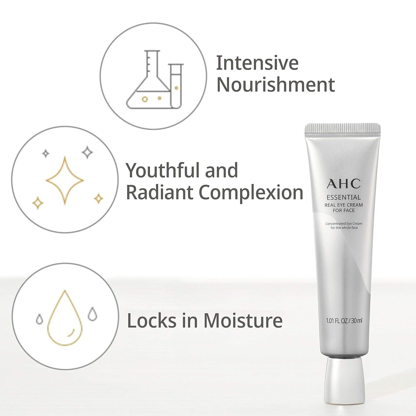 AHC Aesthetic Hydration Cosmetics Facial Moisturizer Essential Eye Cream for Face AntiAging Hydrating Korean Skincare OZ, 0.33 Ounce