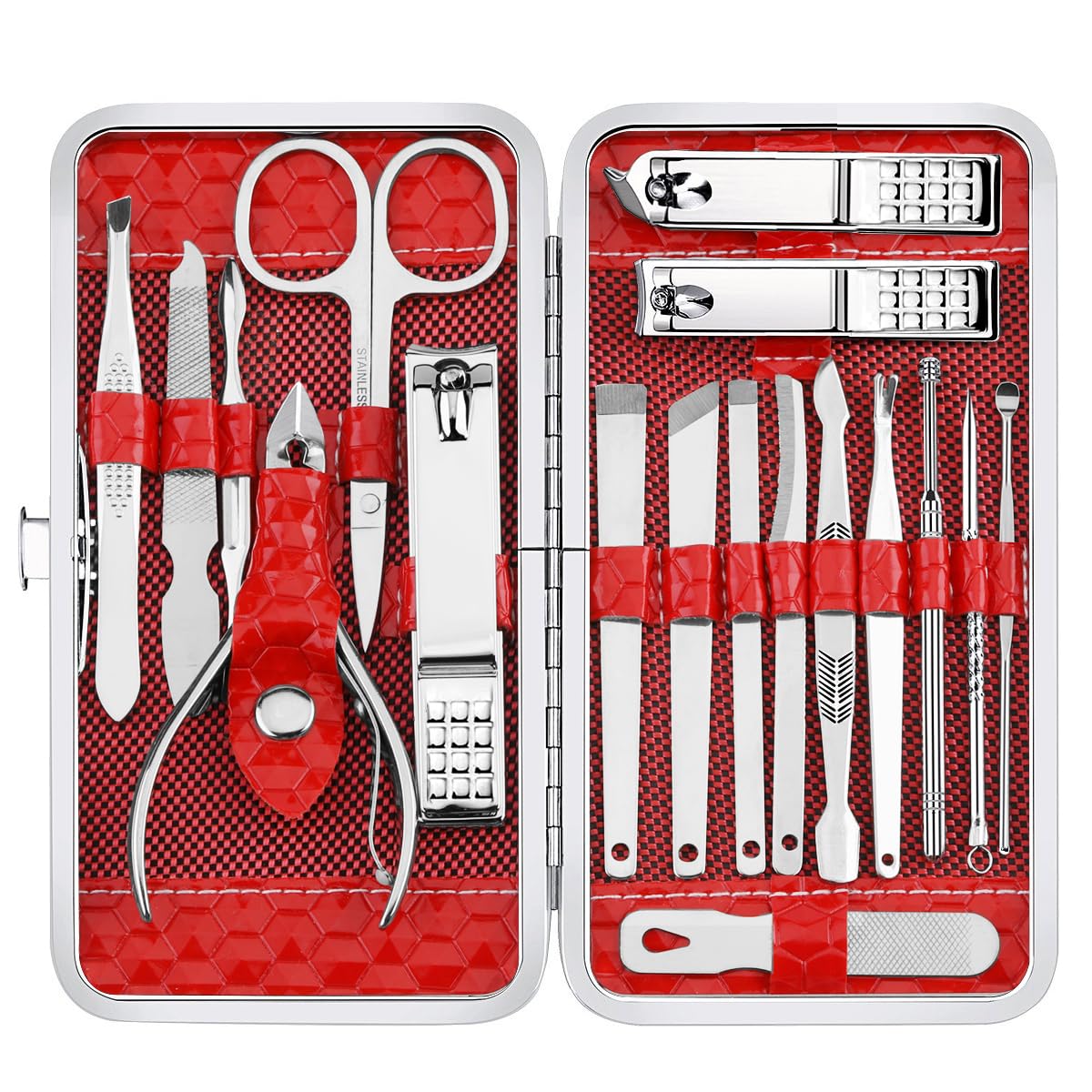 Yougai Manicure Set 18 in 1 Nail Clippers, Stainless Steel Professional Grooming Kits, Nail Care Tools Pedicure kit with Luxurious Travel Case