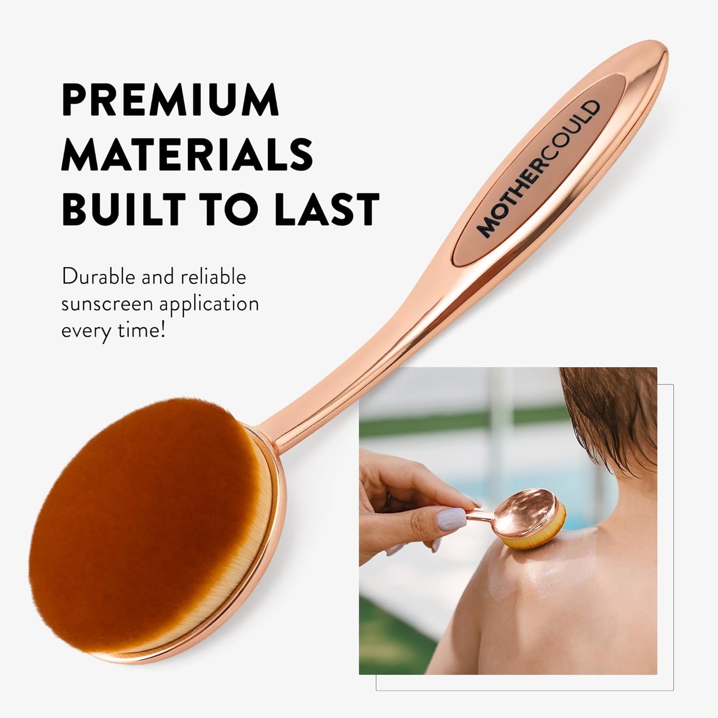 Premium Sunscreen Brush Set – Kids & Baby Sunblock Applicator with Metal Handles, Travel Bag, 2 Brushes, 2 Caps, & Cleaning Mat – Rose Gold – Mess-Free Sun Care (2 Pack) (Rose Gold)