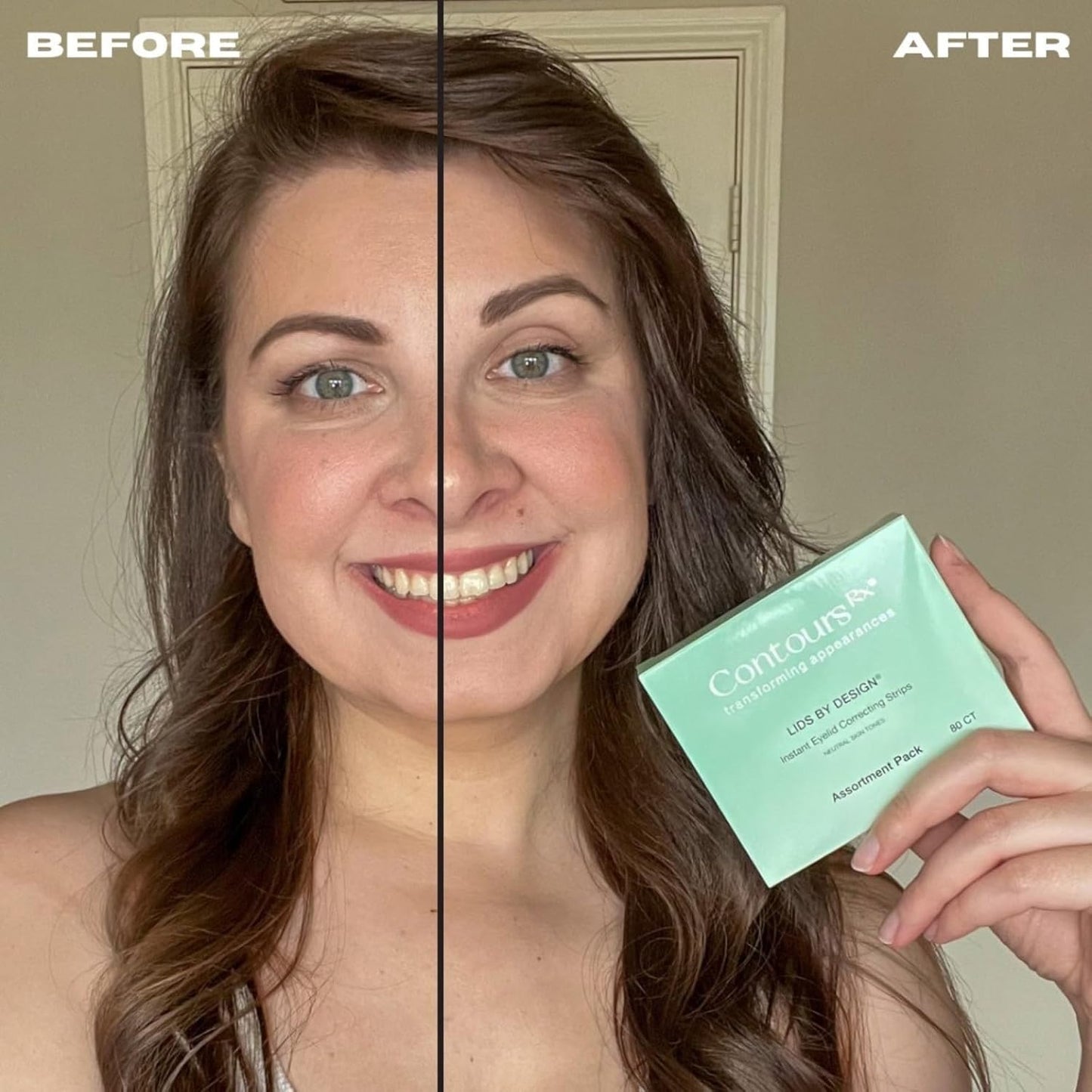 Contours Rx Lids By Design - Non-Surgical & Transparent Eyelid Lift Strips - For a More Youthful-Looking Appearance, Reshape and Define with Eyelid Tape for Hooded Eyes (6mm) 80ct