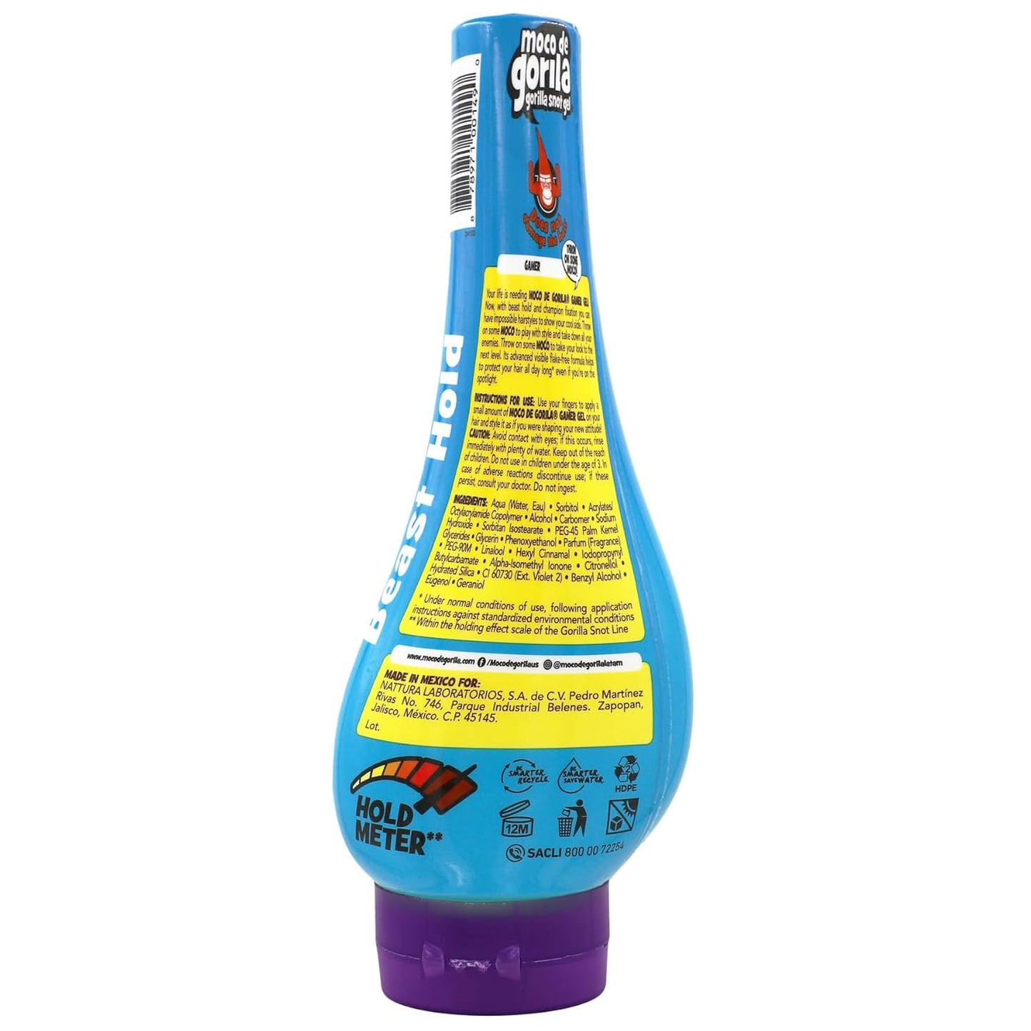 Moco de Gorila Gamer, Hair Styling Gel, Long-Lasting Hold, Reactivatable with Water, 3-Pack of 11.92 Oz Each, 3 Squeezable Bottles.