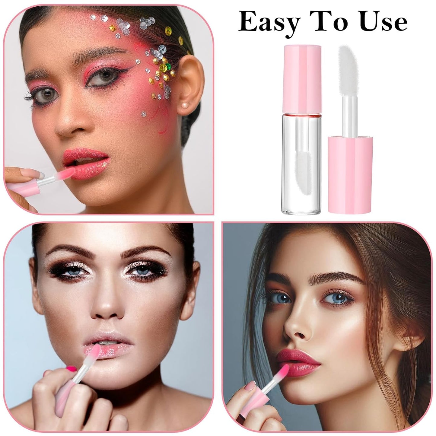 100 Pcs 1.2 ml Mini Lip Gloss Tubes Empty Lipgloss Tubes with Wand Clear Refillable Lip Balm Gloss Containers Lips Glosss Bottles for DIY Lipstick Samples Lips Balms Lipgloss Making(Pink)