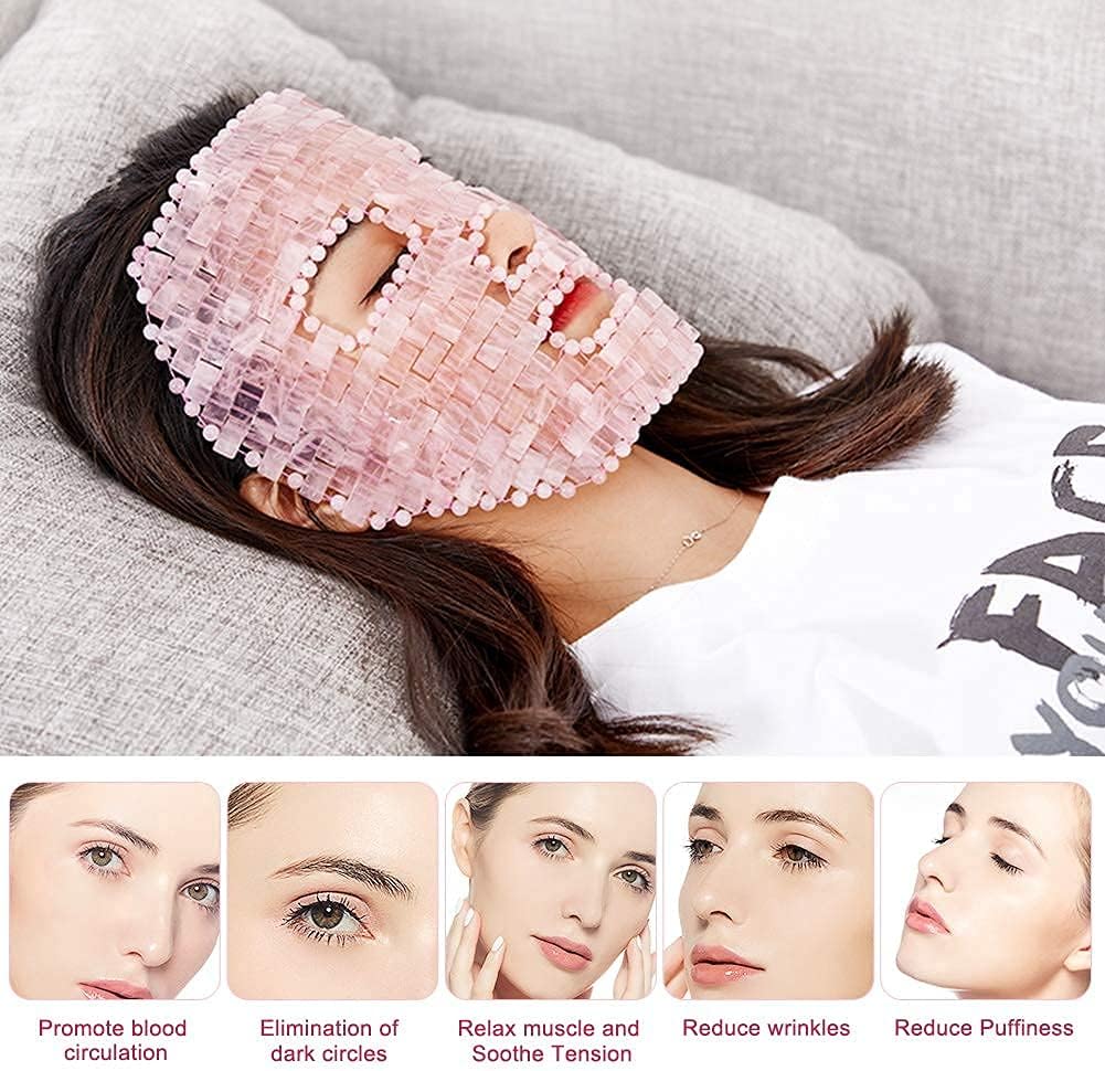 Rose Quartz Mask｜100% All Natural Jade Face Mask｜Diminish Puffiness｜Soothe Eye Fatigue｜Dark Circles Face Caring