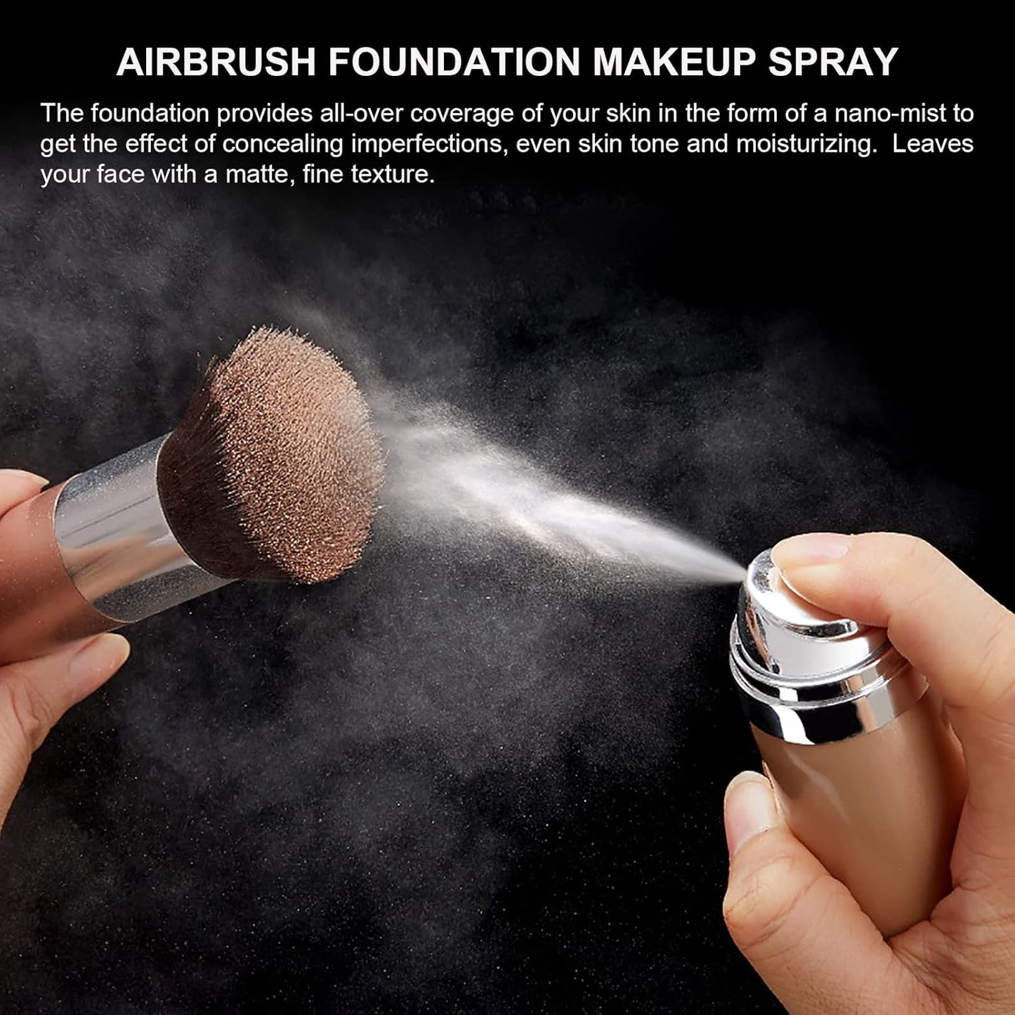 Airbrush Foundation Makeup Spray, Long Lasting Waterproof Full Coverage Foundation for Brighten, Concealer and Hydrating, Natural Matte Finish, Brush and Makeup Sponge Include, 2.36oz (#3 Nude)