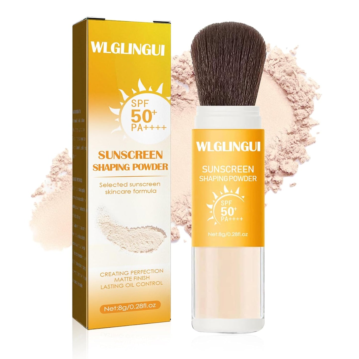 Mineral Sunscreen Setting Powder SPF 50++,Oil Control Long Lasting Matte Sunscreen Powder for Face,Natural Flawless Brush on Face Sunscreen Powder