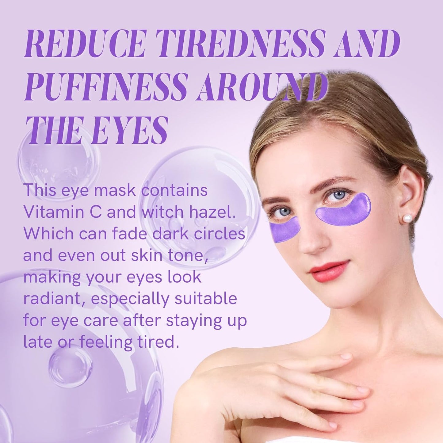 Under Eye Patches with Vitamin C and Witch Hazel Eye Mask for Dark Circles and Puffiness,Face Mask Skin Care Products 30 Pairs