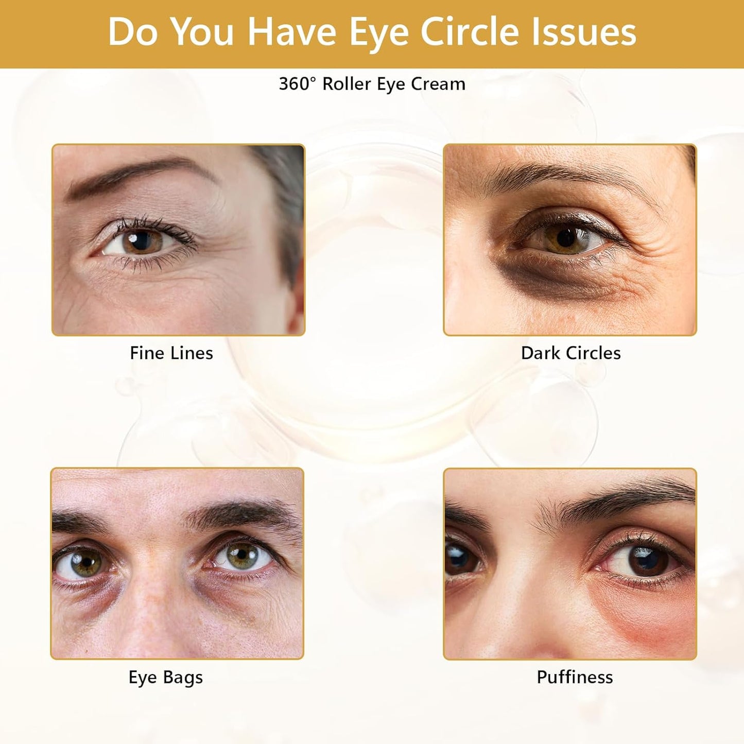 Snail Peptide Eye Cream For Moisturizing, Snail Mucin Eye Cream With Niacinamide, Hyaluronic Acid, Snail Eye Cream For Dark Circles, with 360° Massage Ball Reduce Wrinkles and Fine Lines