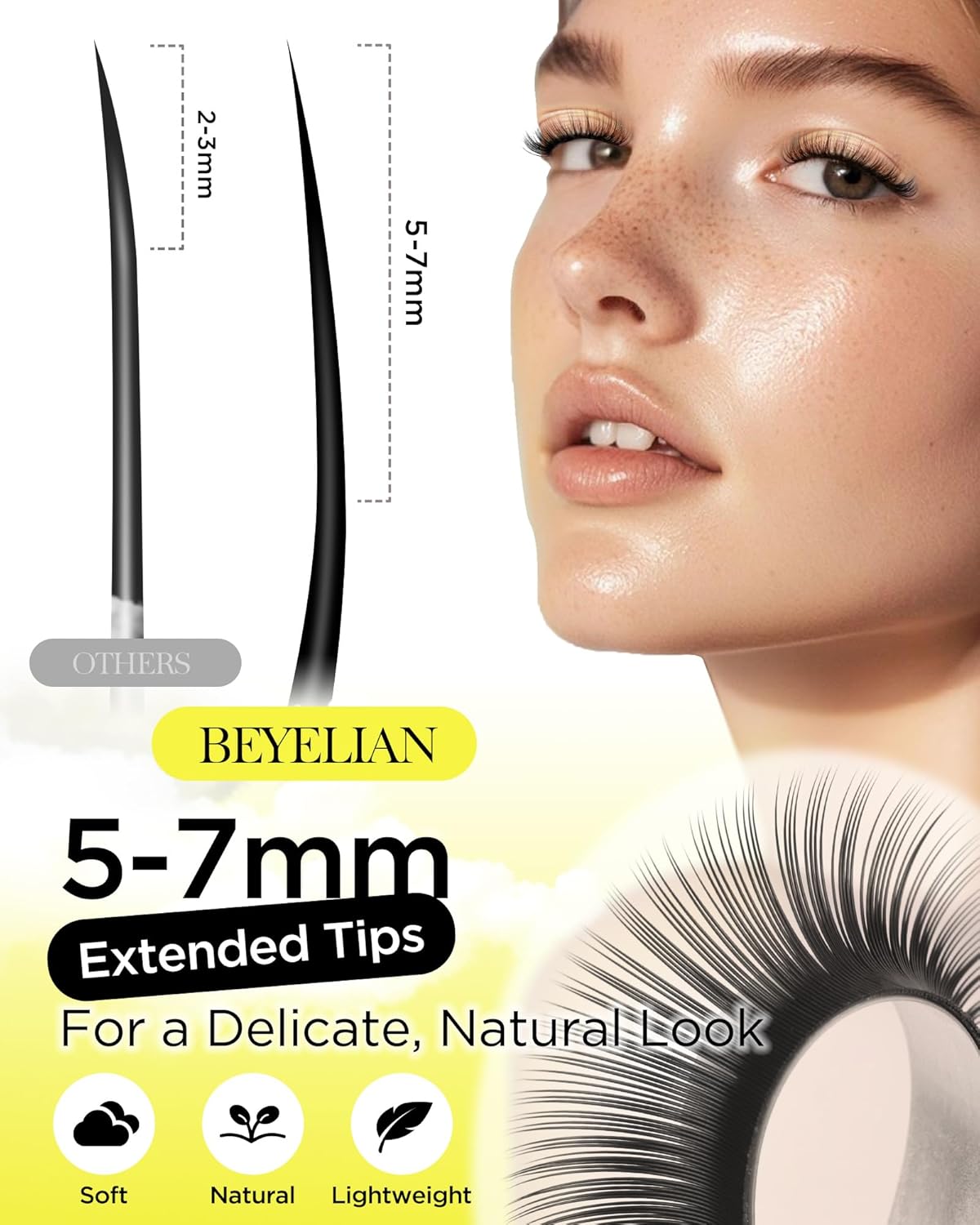 BEYELIAN Eyelash Extension 0.05 C Curl 10mm Natural Matte Black Tray Easy Fan Lash Extensions Volume Lashes Classic Professional Salon Use (0.05 C 10mm)