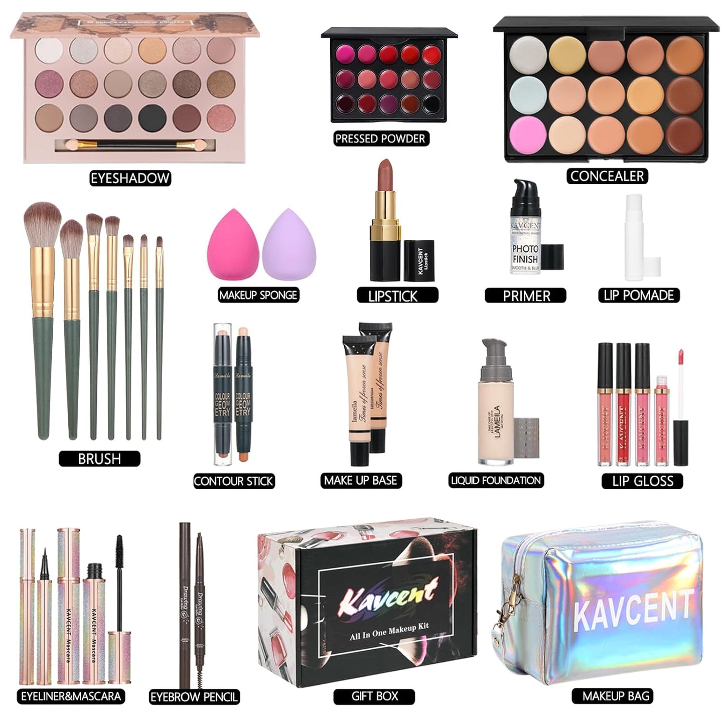Makeup Sets for Teens Makeup Kit for Women Full Kit Makeup set Makeup Kit Eyeshadow Palette Foundation Mascara Contour Lipgloss Makeup Teenager Gift