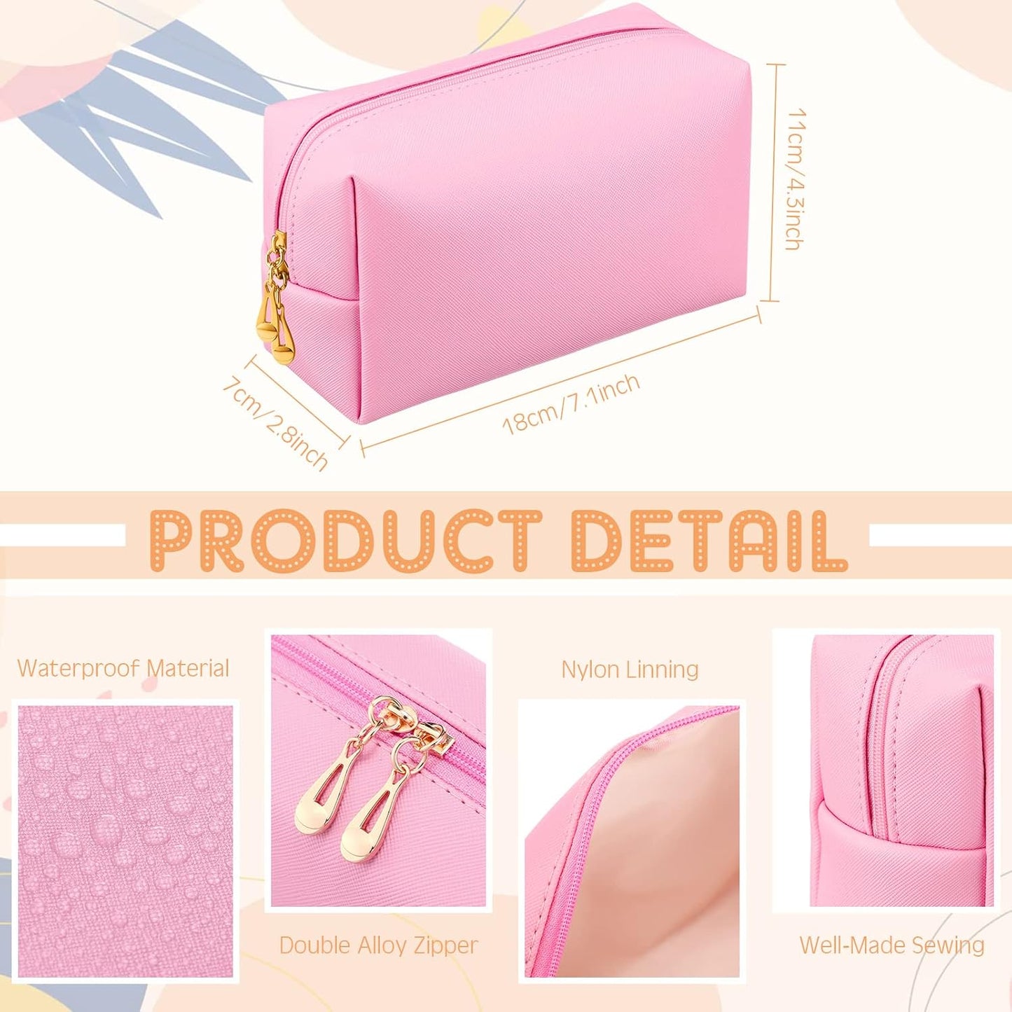 Kigeli 15 Pcs Aesthetic Makeup Bags PU Leather Cosmetic Pouches Waterproof Plain Toiletry Bags Makeup Pouches Bulk for Women Party Gift Travel Storage Organizer(Macaron)