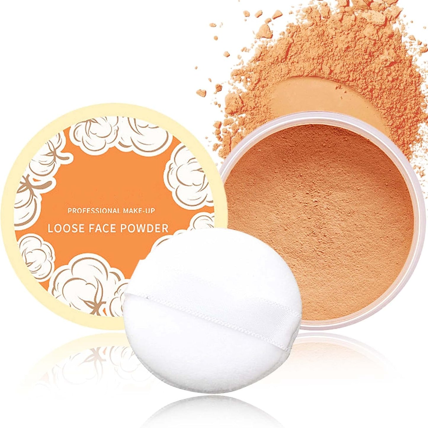 Loose Face Powder,Oil Control Loose Face Setting Powder Matte Flawless Finish Make Up Setting Powder Lightweight Long Lasting Finishing Powder Soft Natural Focus Effect Makeup(3#)