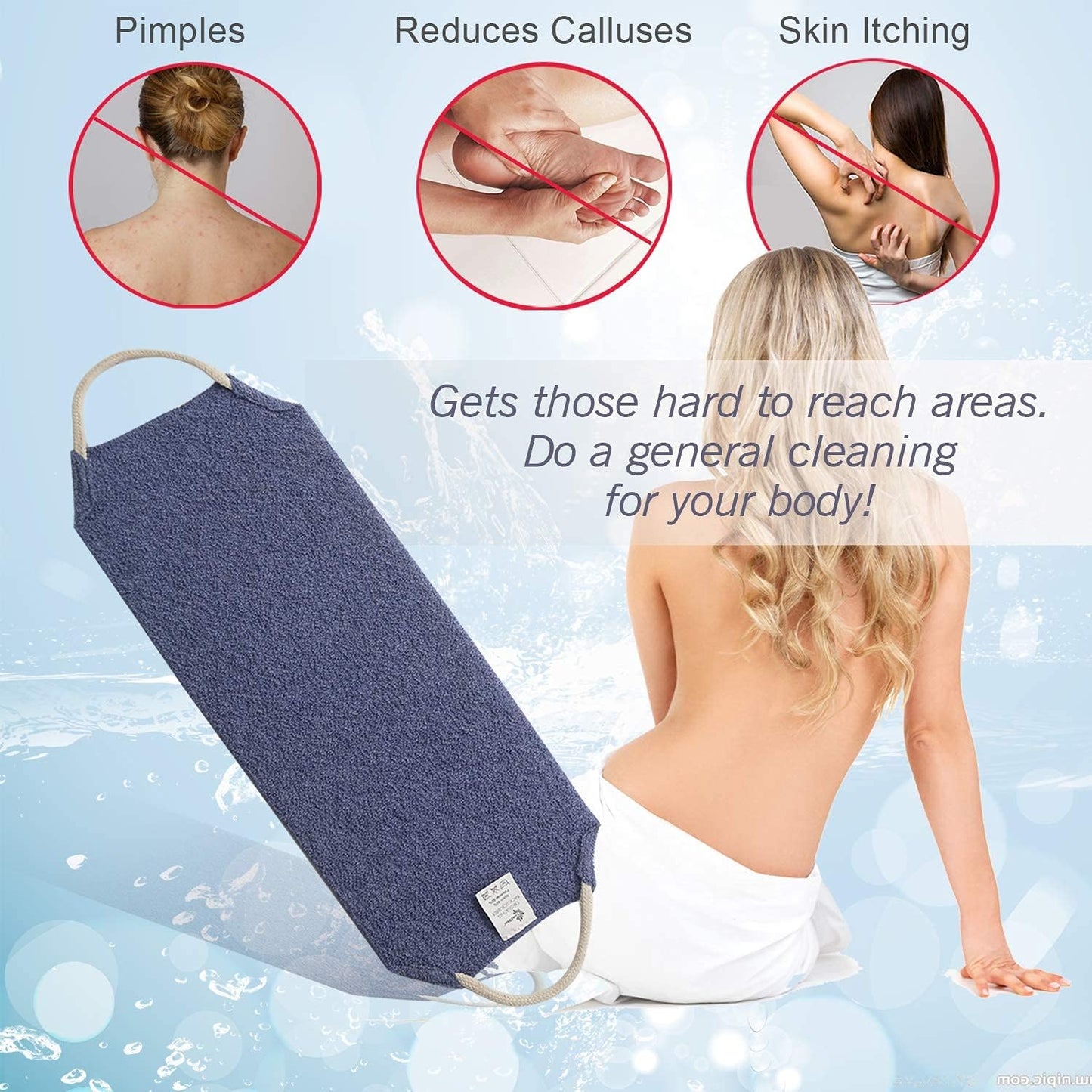 Evridwear Exfoliating Back Scrubber with Handles Two Sides for Body Shower Deep Cleans Skin Massages Invigorating Blood Circulation Men Women One Size (Back Scrubber + Heavy Gloves)