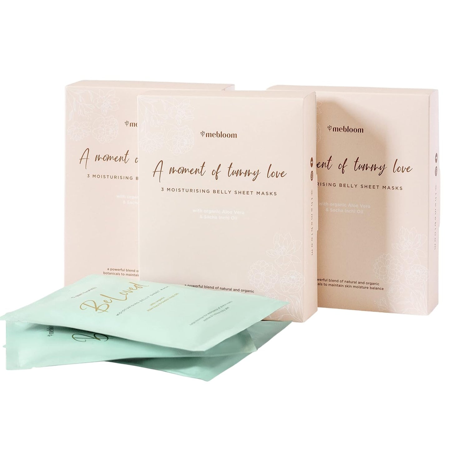 3 x Feuchtigkeitsspendende Bauchtuchmaske - hilft gegen Dehnungsstreifen - wirkungsvolle Mischung aus natürlichen und biologischen Pflanzenstoffen