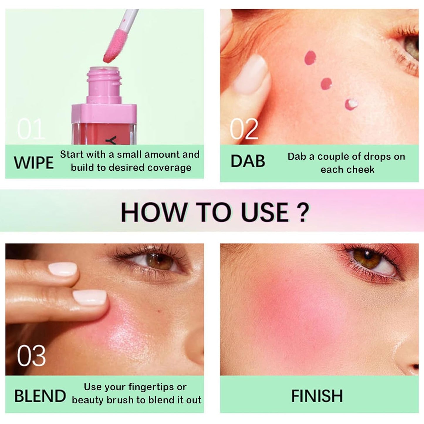 CAHIUYOA Pink Liquid Blush Oil Clear Liquid Blush for Cheeks Tinted Blush Stick Moisturizing Smooth Liquid Face Blush Makeup Gifts for Women