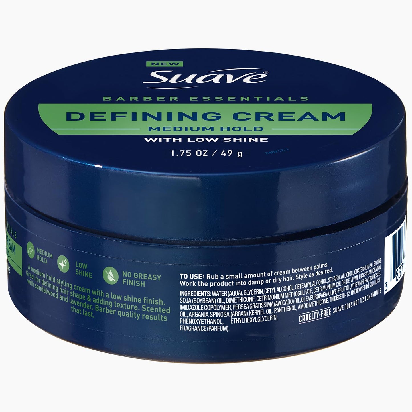 Suave+ Defining Cream for Men’s Hair Styling, 4-Pack – Medium Hold, Low Shine, Barber Essentials, 1.75 Oz Ea