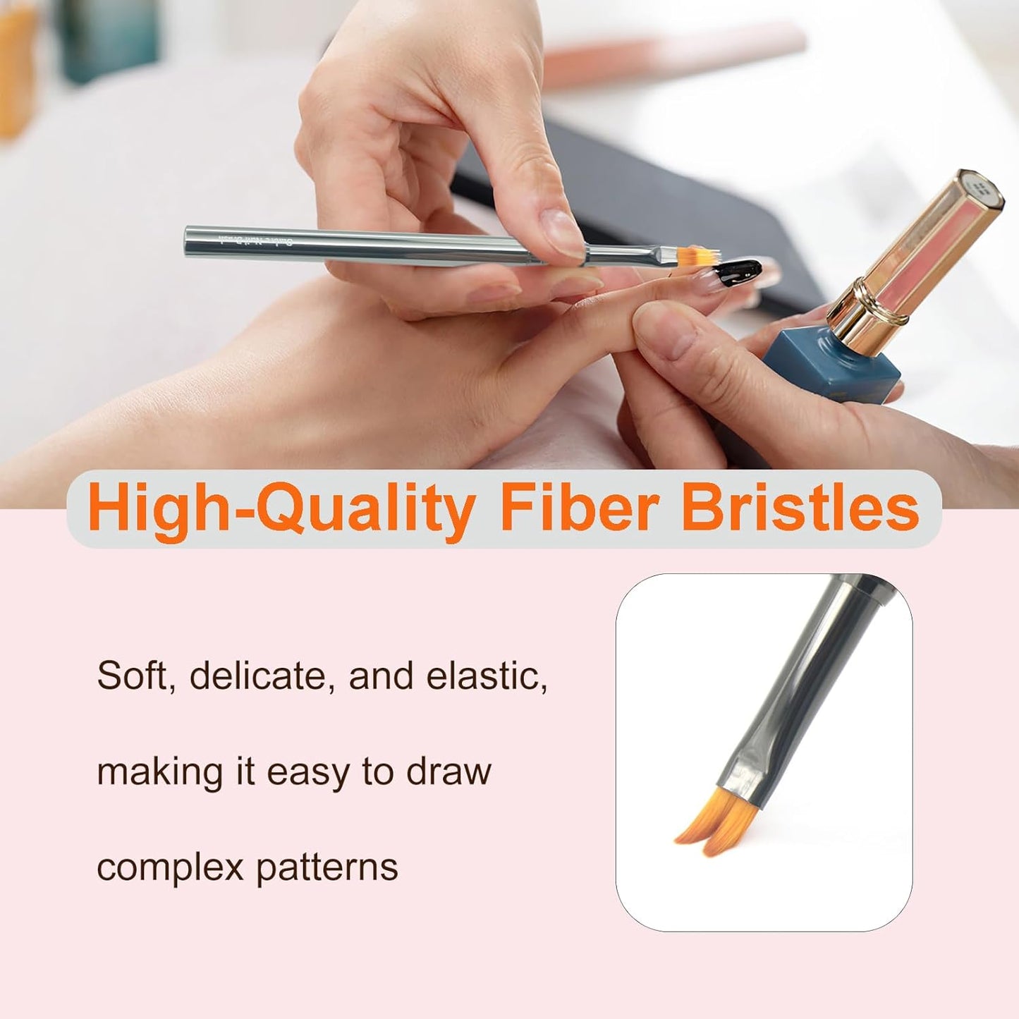 MYR 6Pcs Nail Art Brushes and 2Pcs Nano Nail Files, Metal Nail Art Tools, Acrylic Nail Brushes, Nail Design Tools, suitable for Personalized Nail Art Designs such as Flowers and Irregular Patterns