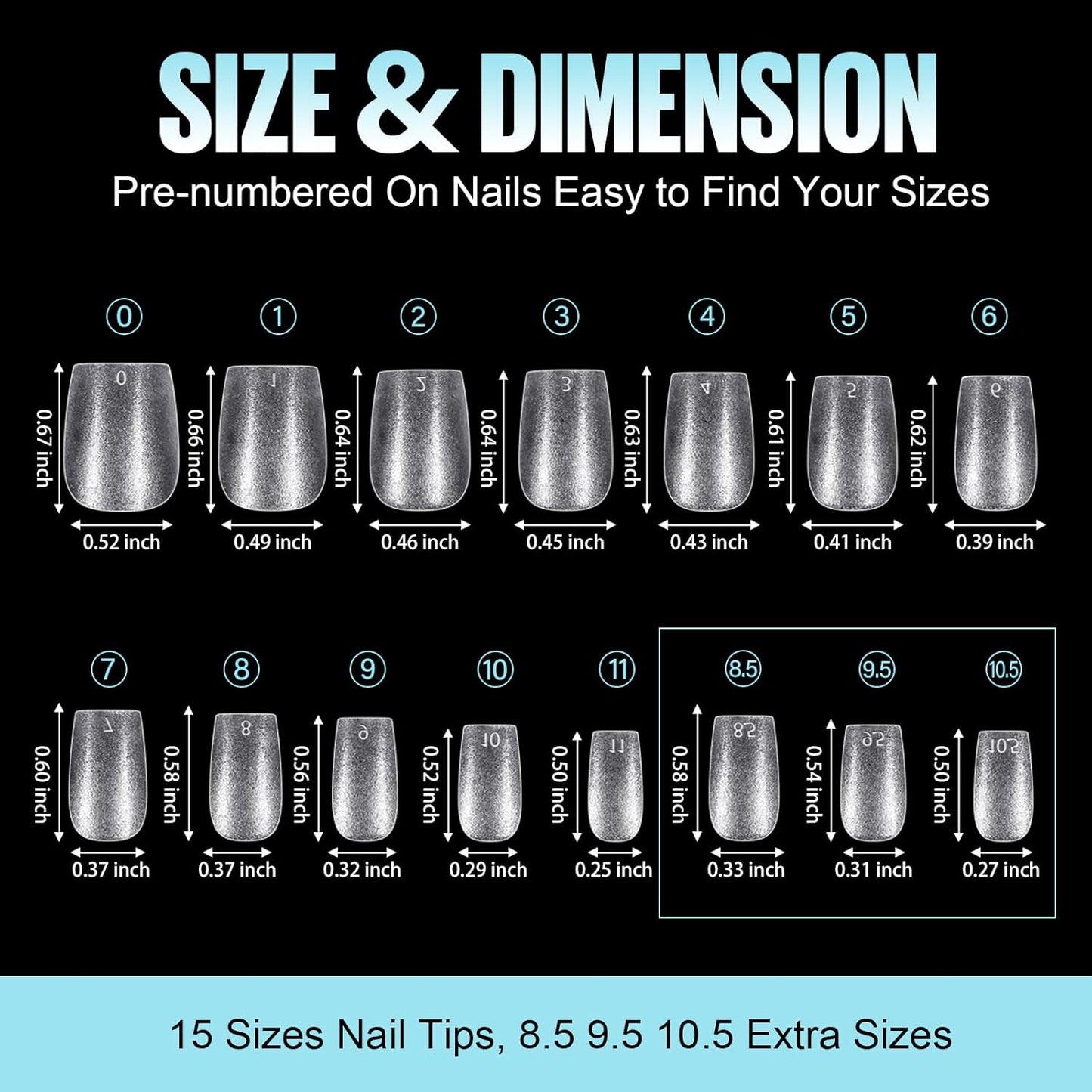 TOMICCA Extra Short Coffin Nail Tips, 360Pcs Extra Short Gel Tips Full Matte Soft Nails Tips, Fake Acrylic Coffin Nail Tips for Dip Powder Gel Polish 15 Sizes