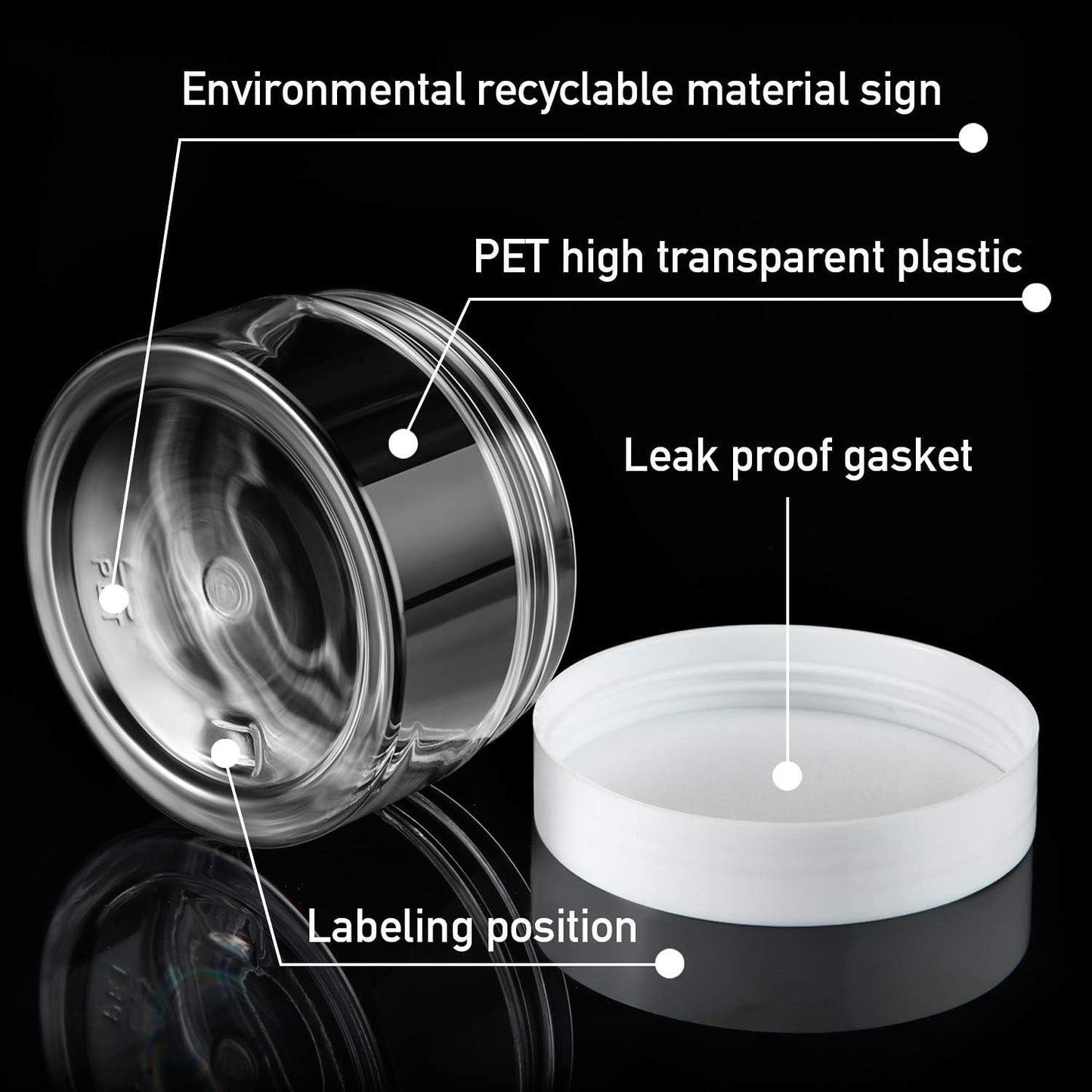 SATINIOR 24 Pieces Empty Clear Plastic Jars with Lids Round Storage Containers Wide-Mouth for Beauty Product Cosmetic Cream Lotion Liquid Butter Craft and Food (White Lid, 4 oz)