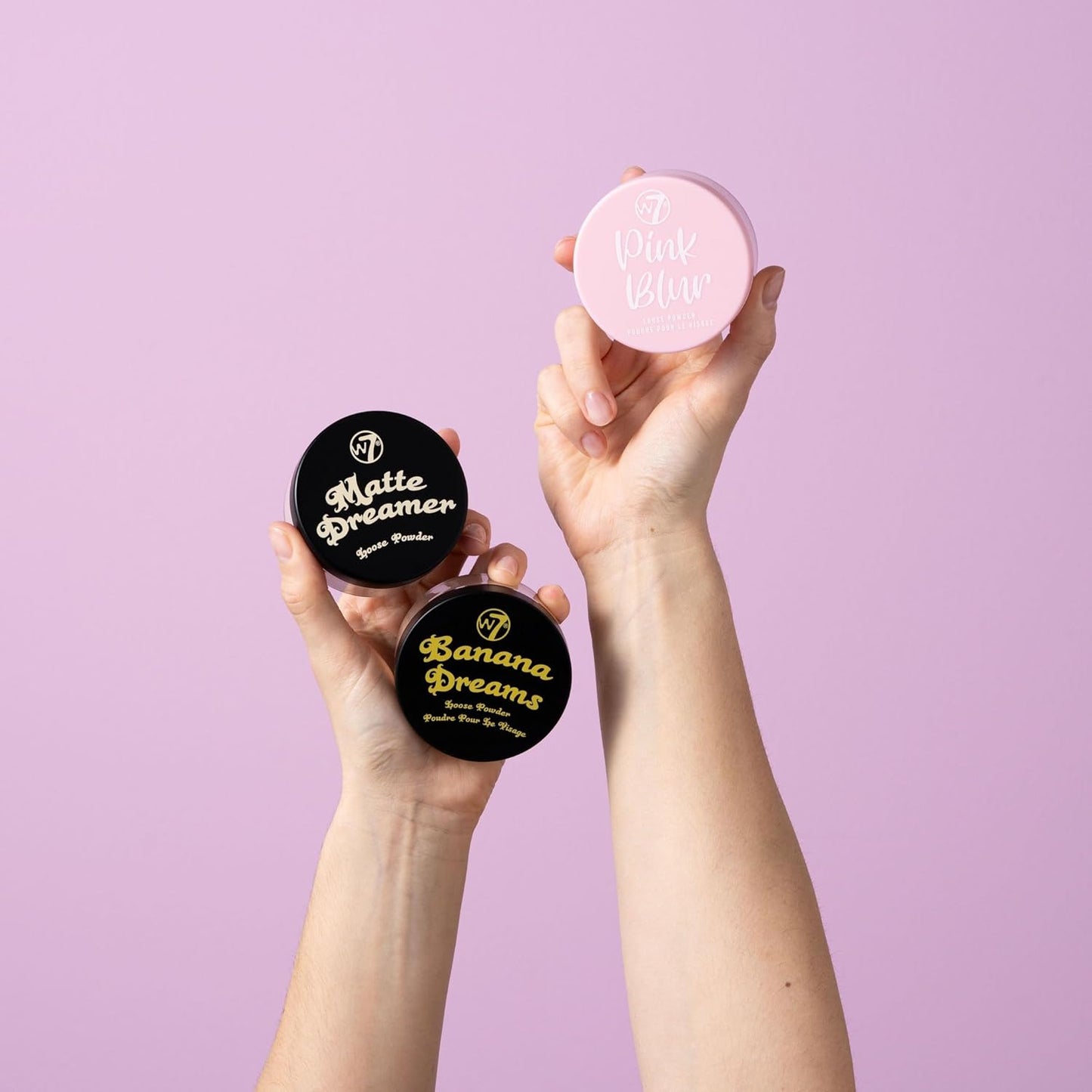 W7 Loose Face Powder Trio - 3 Piece Set - Banana, Nude & Pink Toned Powders - Ultra-Fine Setting Powder for Flawless Makeup