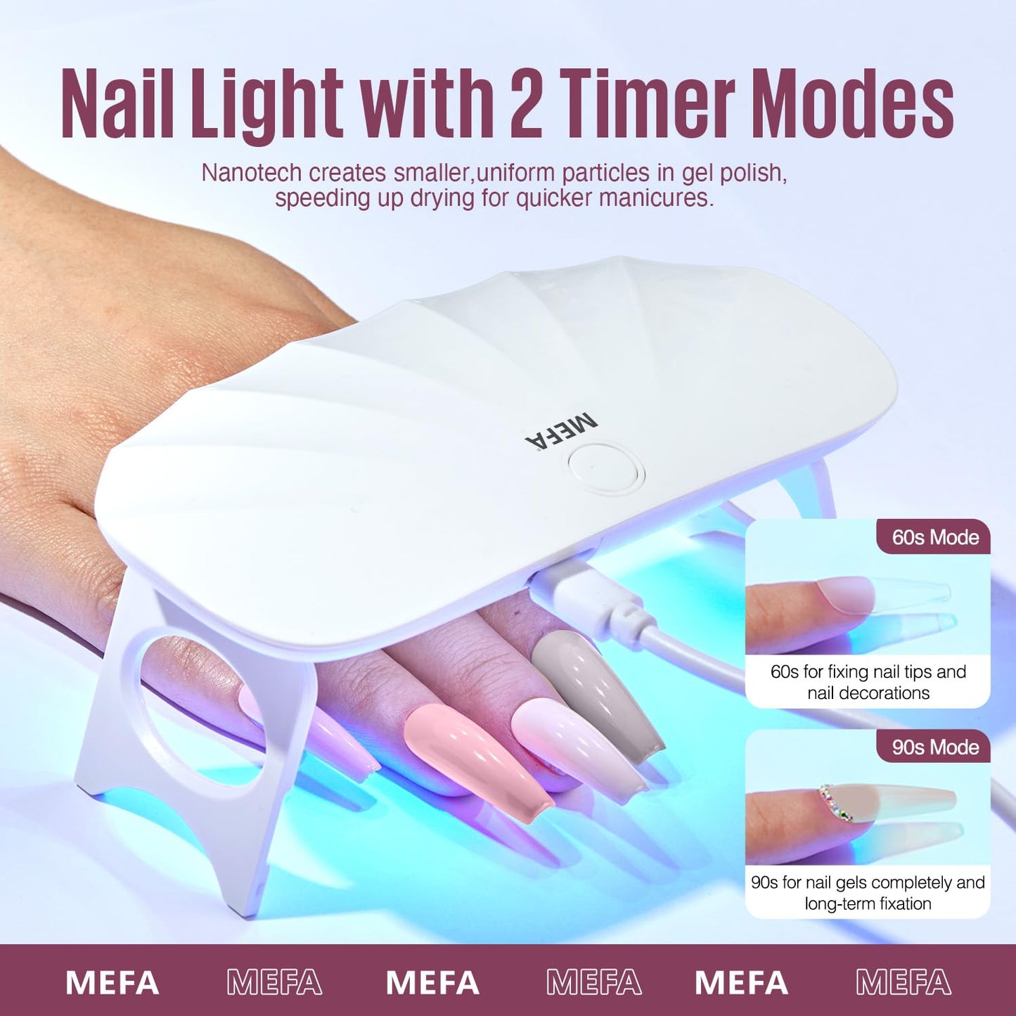 MEFA 19 Pcs Gel Nail Polish Kit with U V Light, 12 Colors Fall Gel Nail Polish Set Burgundy Red Champagne Gold Glitter Soak Off Purple Manicure Tools Beginners Salon Art Nails Art DIY for Women