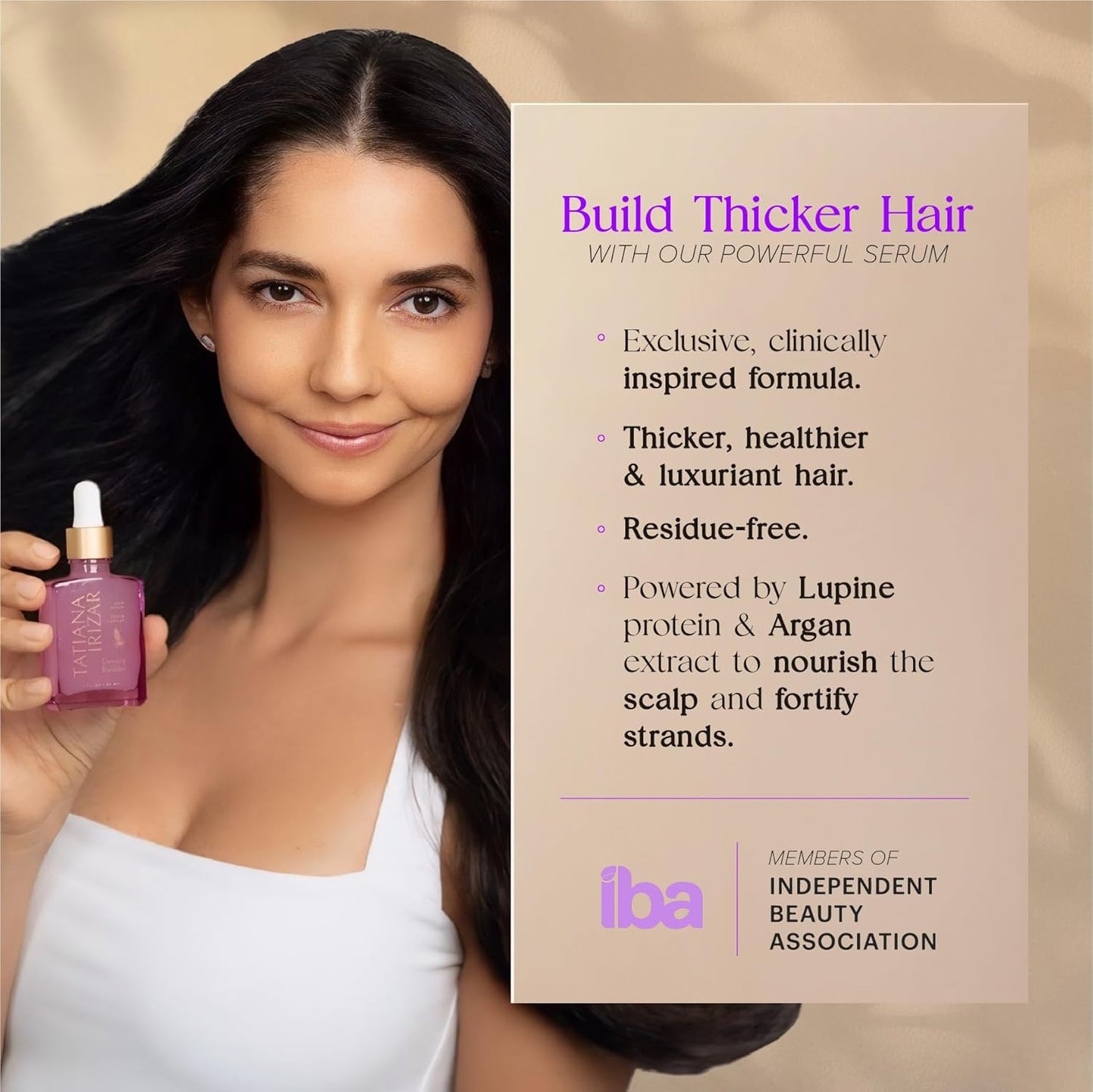 Hair Thickening Serum - Hair Density Serum Builder for Women Made in USA 30ml - Clinically Proven Scalp Treatment Non-Greasy - Biotin Argan & Pea Peptides - Thinning, Fine or Damaged Hair Growth Serum