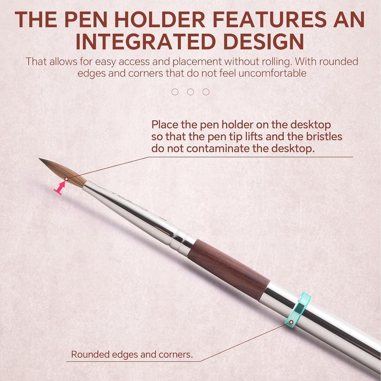 KADS Acrylic Nail Brush with Penholder Nail Brush for Acrylic Application-Oval Shaped Powder Nail Design Tools for Professional Manicure DIY Home Salon (2#+8#+14#)