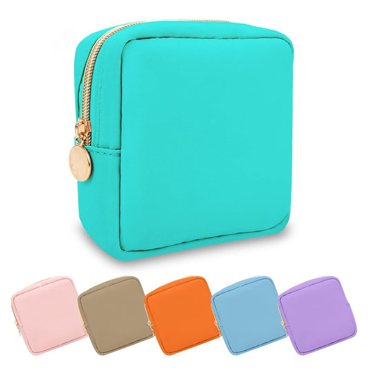 Mini Makeup Pouch for Purse, Small Cosmetic Bag Pouch Nylon Travel Toiletry Organizers Bag for Women Girls, Cute Zipper Coin Purse Preppy Storage Purse for School Work(Mini-Cotton Candy)