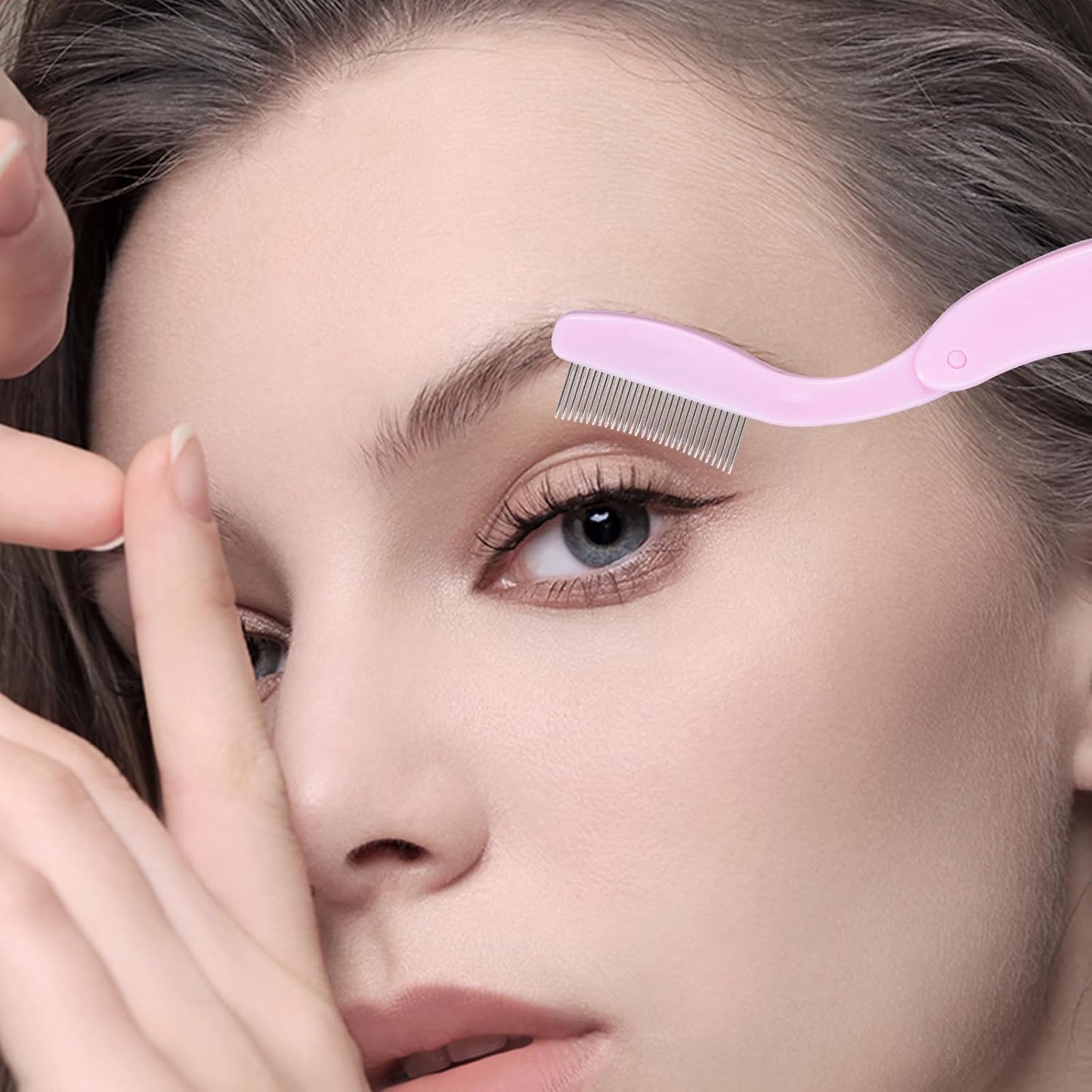 Eyelash Comb MSQ Eyelash Separator Tool Eyelash Comb Separator Folding Eyelash Brush Separator Lash Comb for Eyelash Makeup Brush (Pink)