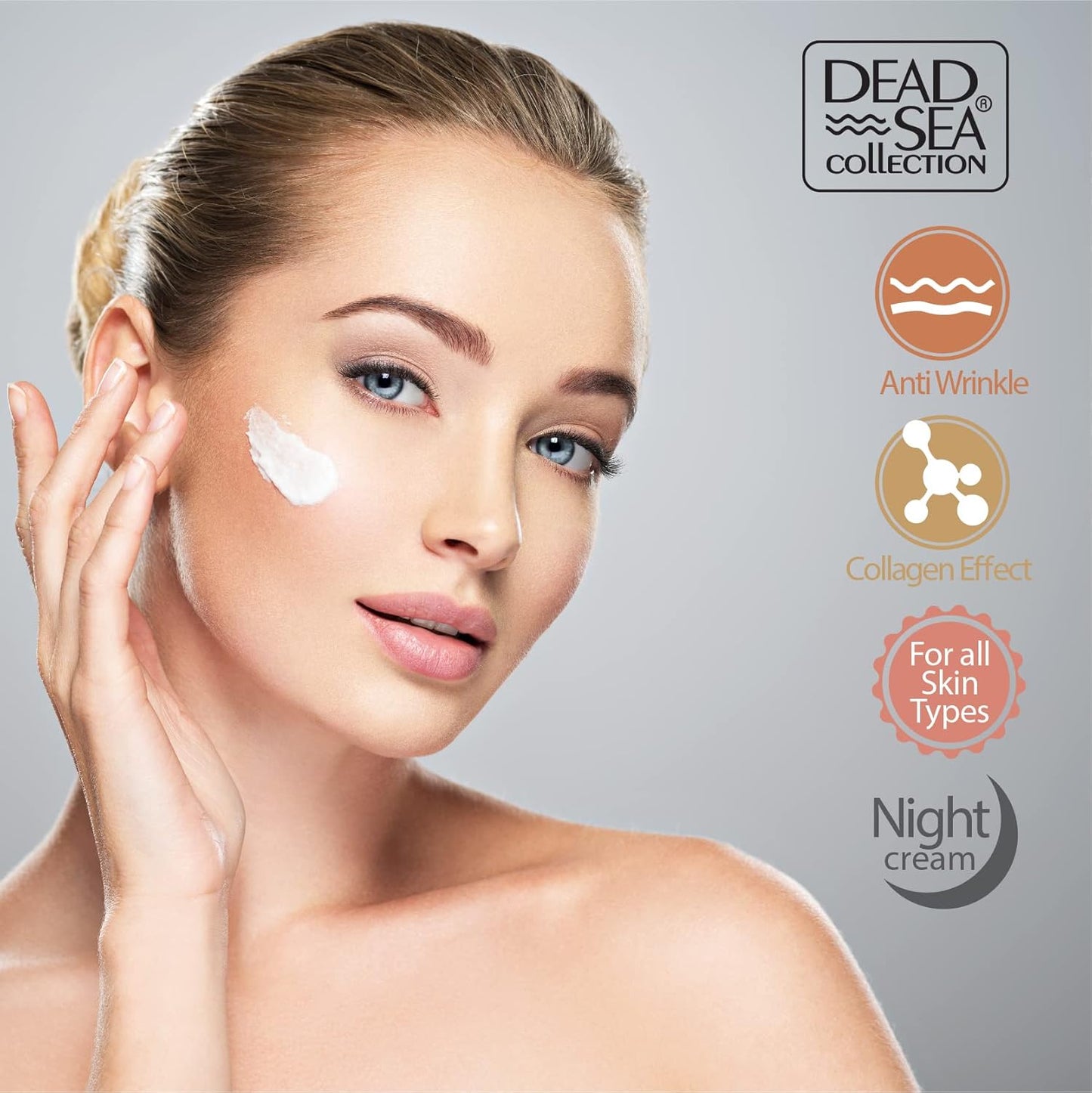 Dead Sea Collection Moisturising Night Face Cream with 3X Collagen – Anti Aging Nourishing Facial Moisturiser with Dead Sea Minerals and Vitamin E for Women and Men – All Skin Types (50 ml)