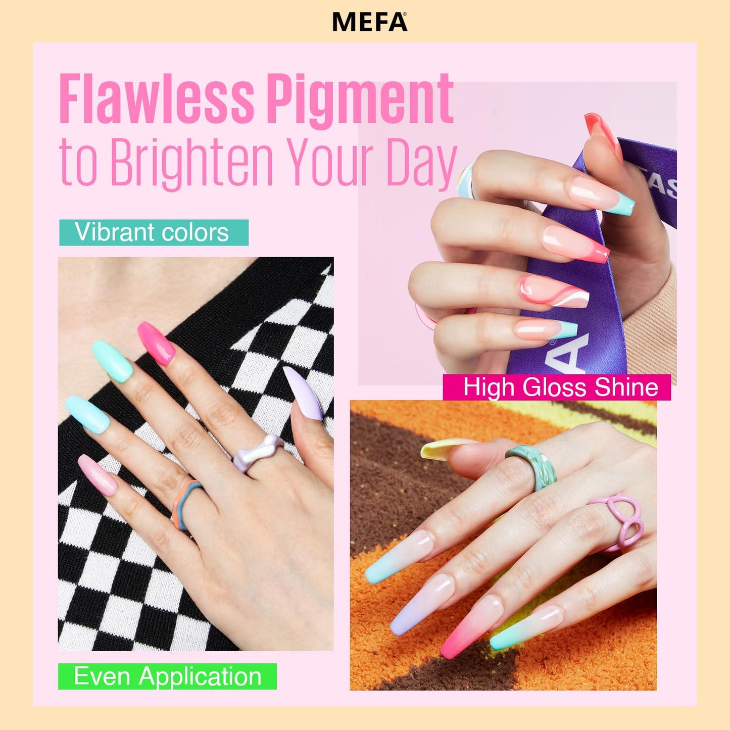 MEFA Gel Nail Polish Set, 23 Pcs Pastel Hot Pink Sage Green Blue Bright Spring Colors Gel Polish Set Macaron Colors Soak Off Nail Polish Nails Art for Women Girl DIY Salon Home Manicure Decoration